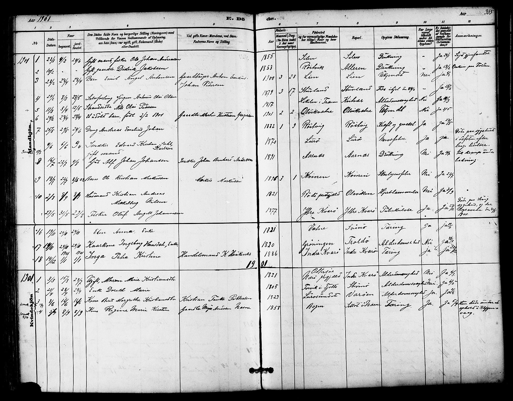 Ministerialprotokoller, klokkerbøker og fødselsregistre - Nordland, AV/SAT-A-1459/839/L0568: Ministerialbok nr. 839A05, 1880-1902, s. 355