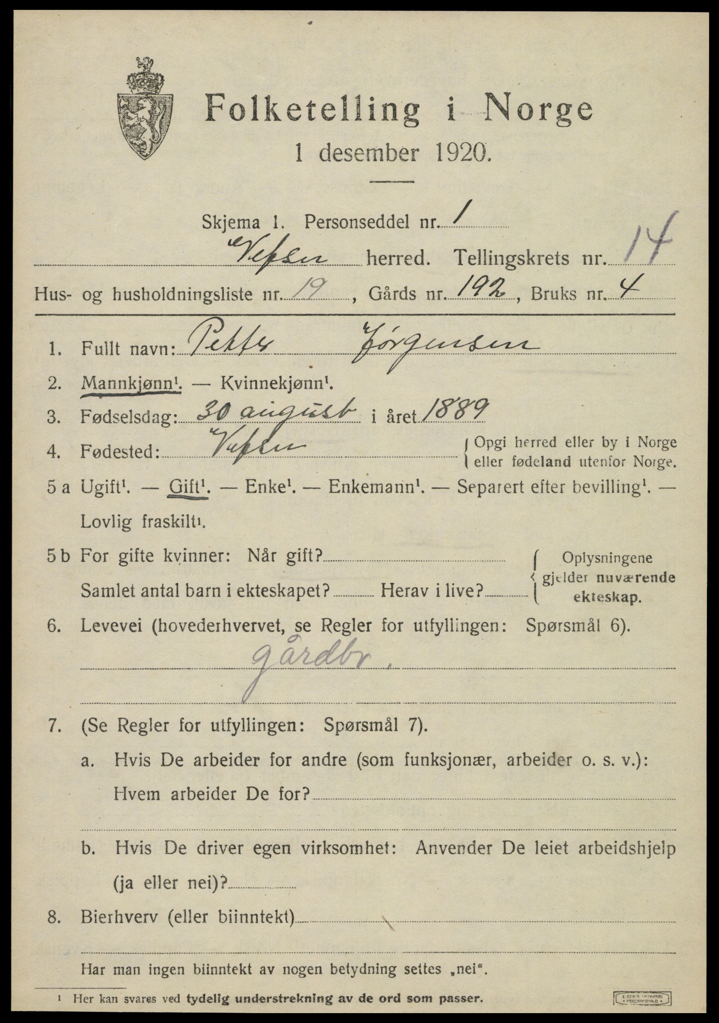 SAT, Folketelling 1920 for 1824 Vefsn herred, 1920, s. 10931