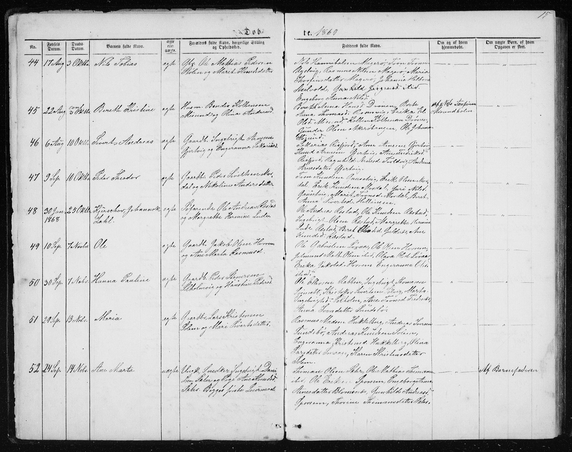 Ministerialprotokoller, klokkerbøker og fødselsregistre - Møre og Romsdal, AV/SAT-A-1454/560/L0724: Klokkerbok nr. 560C01, 1867-1892, s. 15