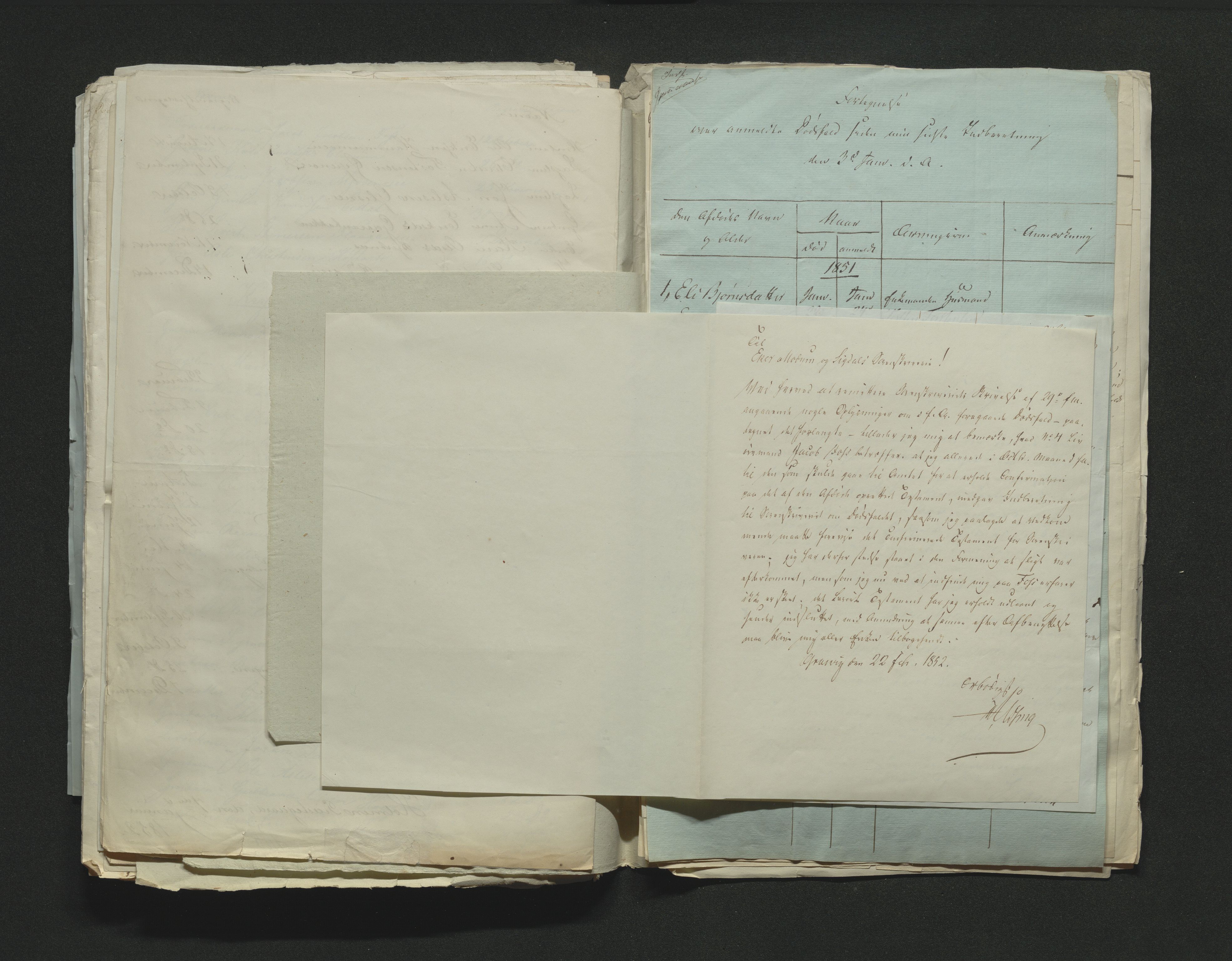 Eiker, Modum og Sigdal sorenskriveri, AV/SAKO-A-123/H/Ha/Hab/L0008: Dødsfallsmeldinger, 1850-1853