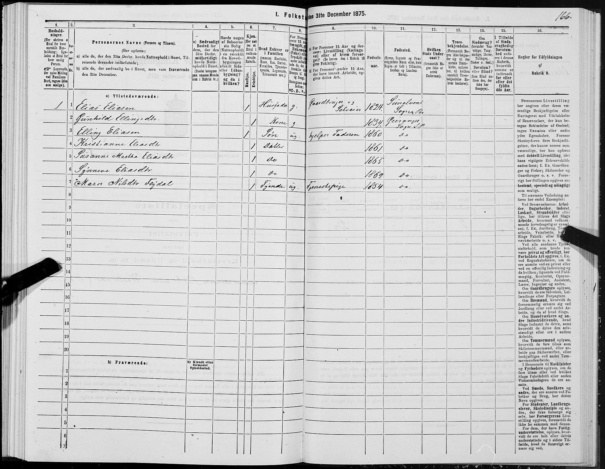 SAT, Folketelling 1875 for 1523P Sunnylven prestegjeld, 1875, s. 2166