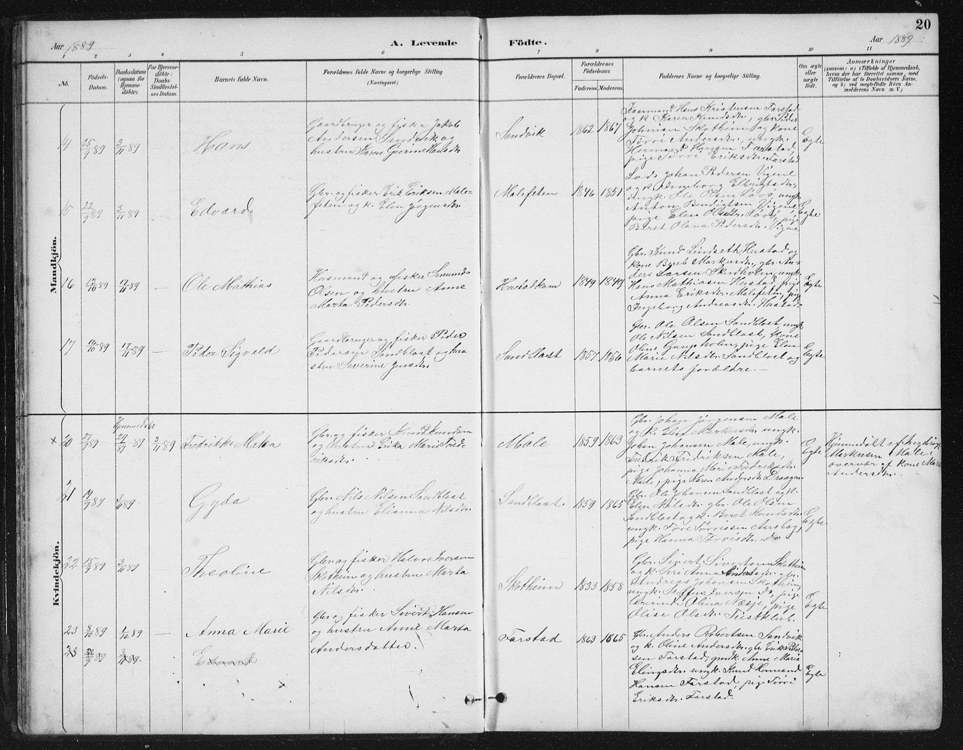 Ministerialprotokoller, klokkerbøker og fødselsregistre - Møre og Romsdal, AV/SAT-A-1454/567/L0783: Klokkerbok nr. 567C03, 1887-1903, s. 20