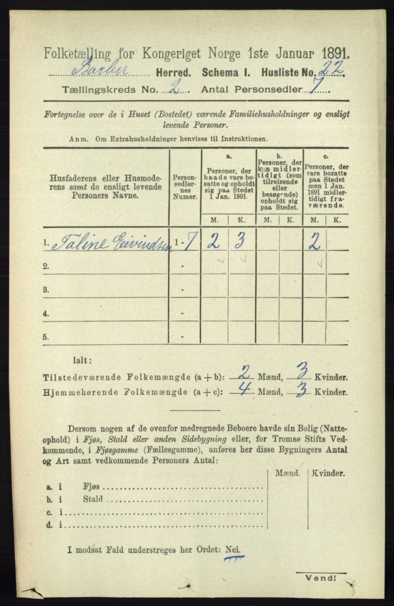 RA, Folketelling 1891 for 0990 Barbu herred, 1891, s. 864