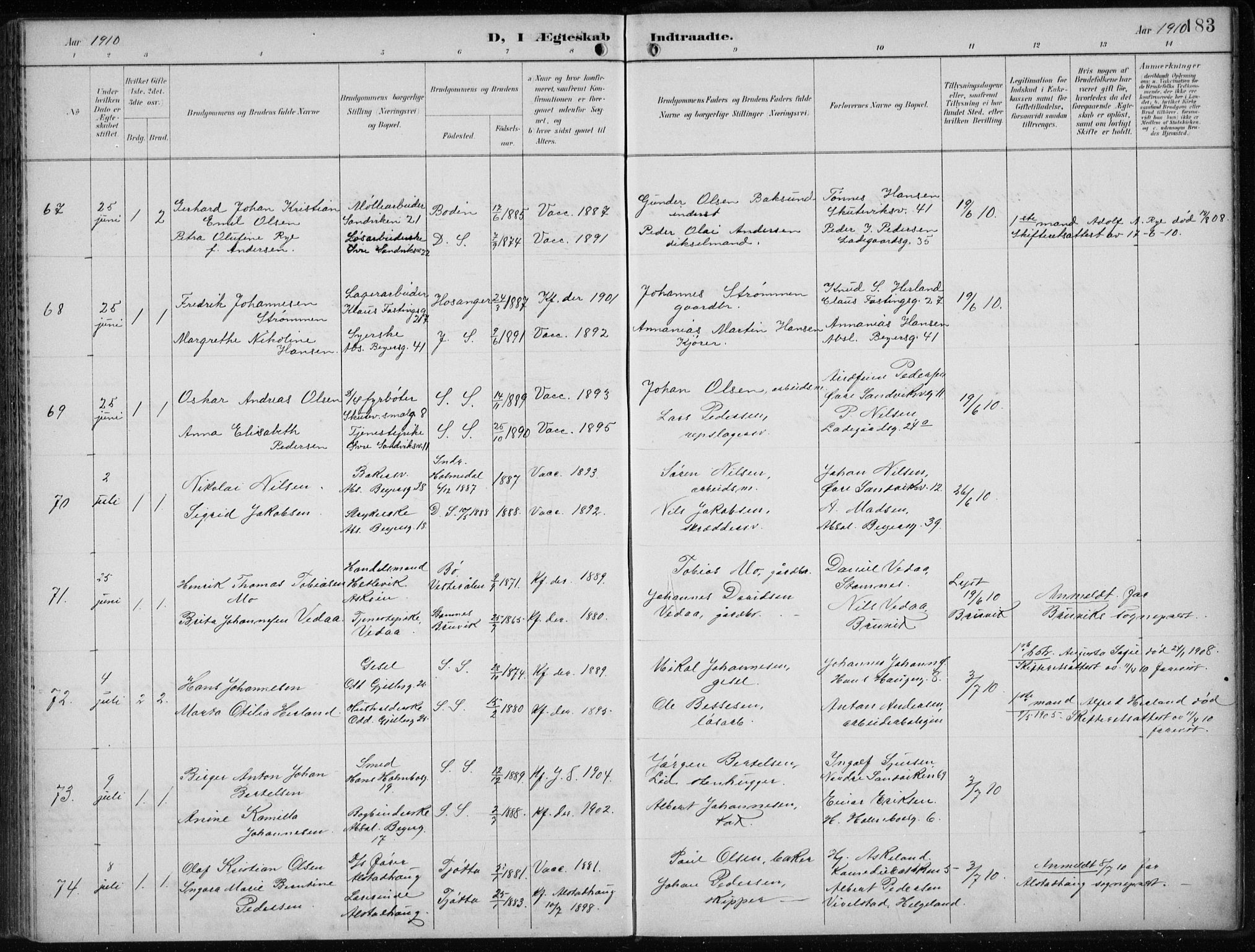 Sandviken Sokneprestembete, AV/SAB-A-77601/H/Ha/L0014: Ministerialbok nr. D 1, 1896-1911, s. 183