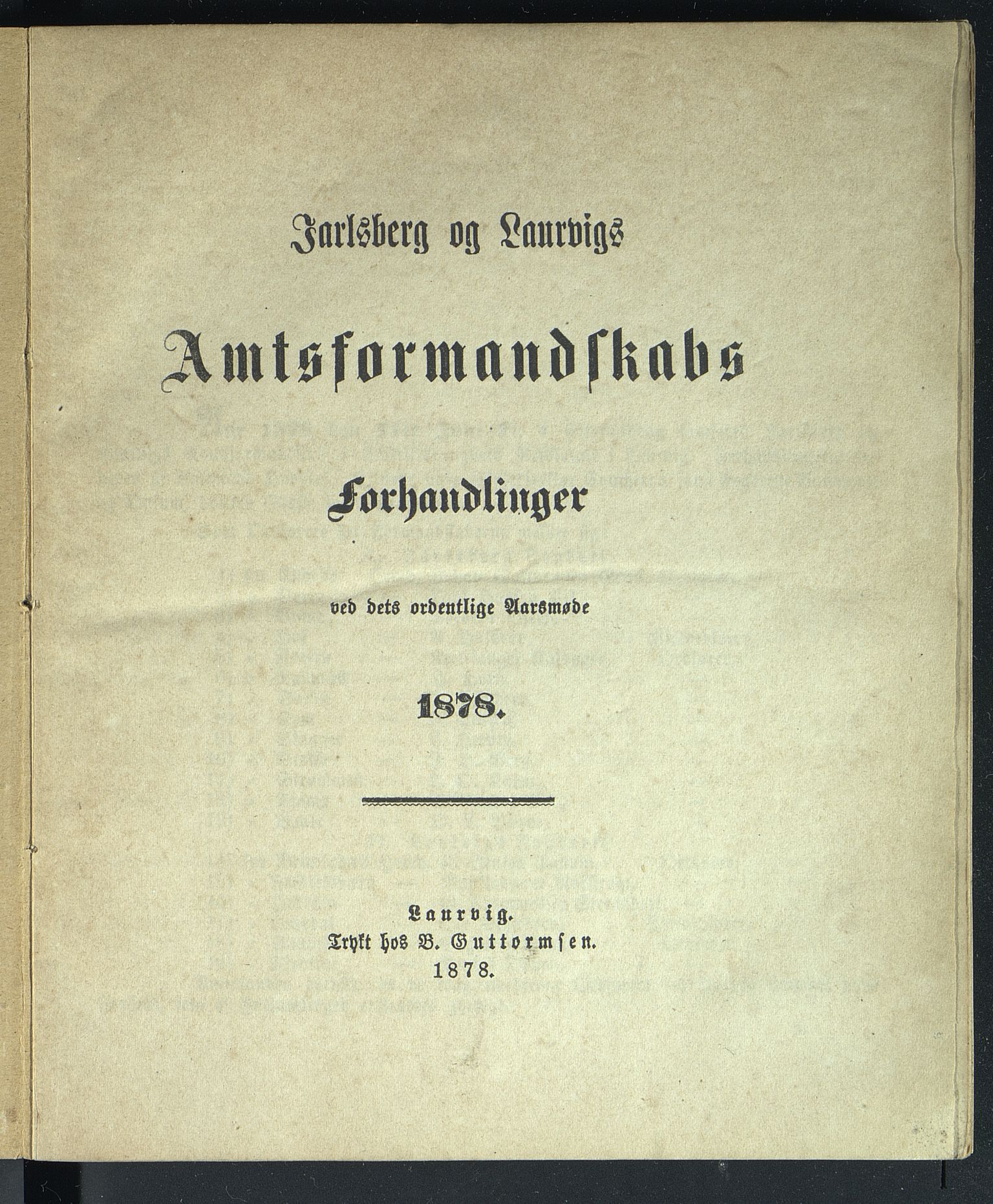 Vestfold fylkeskommune. Fylkestinget, VEMU/A-1315/A/Ab/Abb/L0025: Fylkestingsforhandlinger, 1878