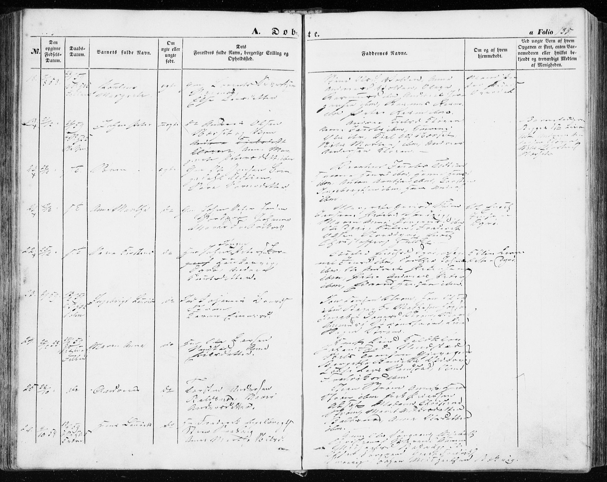 Ministerialprotokoller, klokkerbøker og fødselsregistre - Sør-Trøndelag, AV/SAT-A-1456/634/L0530: Ministerialbok nr. 634A06, 1852-1860, s. 135