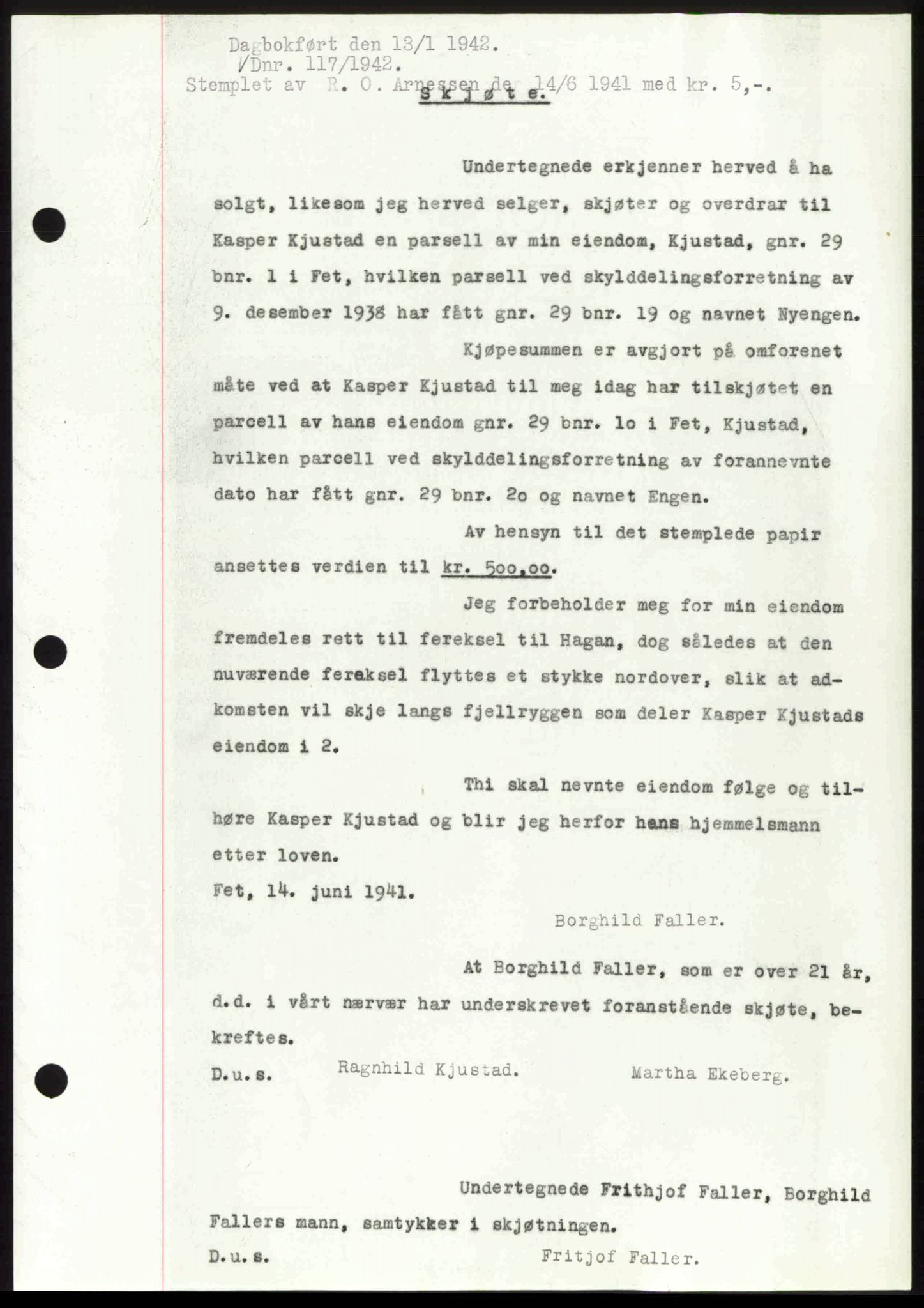 Nedre Romerike sorenskriveri, AV/SAO-A-10469/G/Gb/Gbd/L0007: Pantebok nr. 7, 1941-1942, Dagboknr: 117/1942