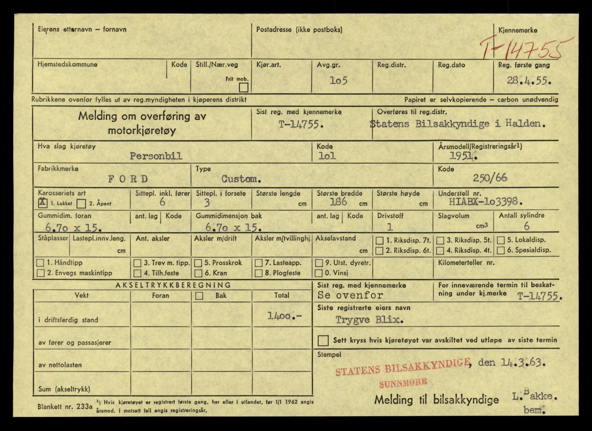 Møre og Romsdal vegkontor - Ålesund trafikkstasjon, AV/SAT-A-4099/F/Fe/L0048: Registreringskort for kjøretøy T 14721 - T 14863, 1927-1998, s. 659