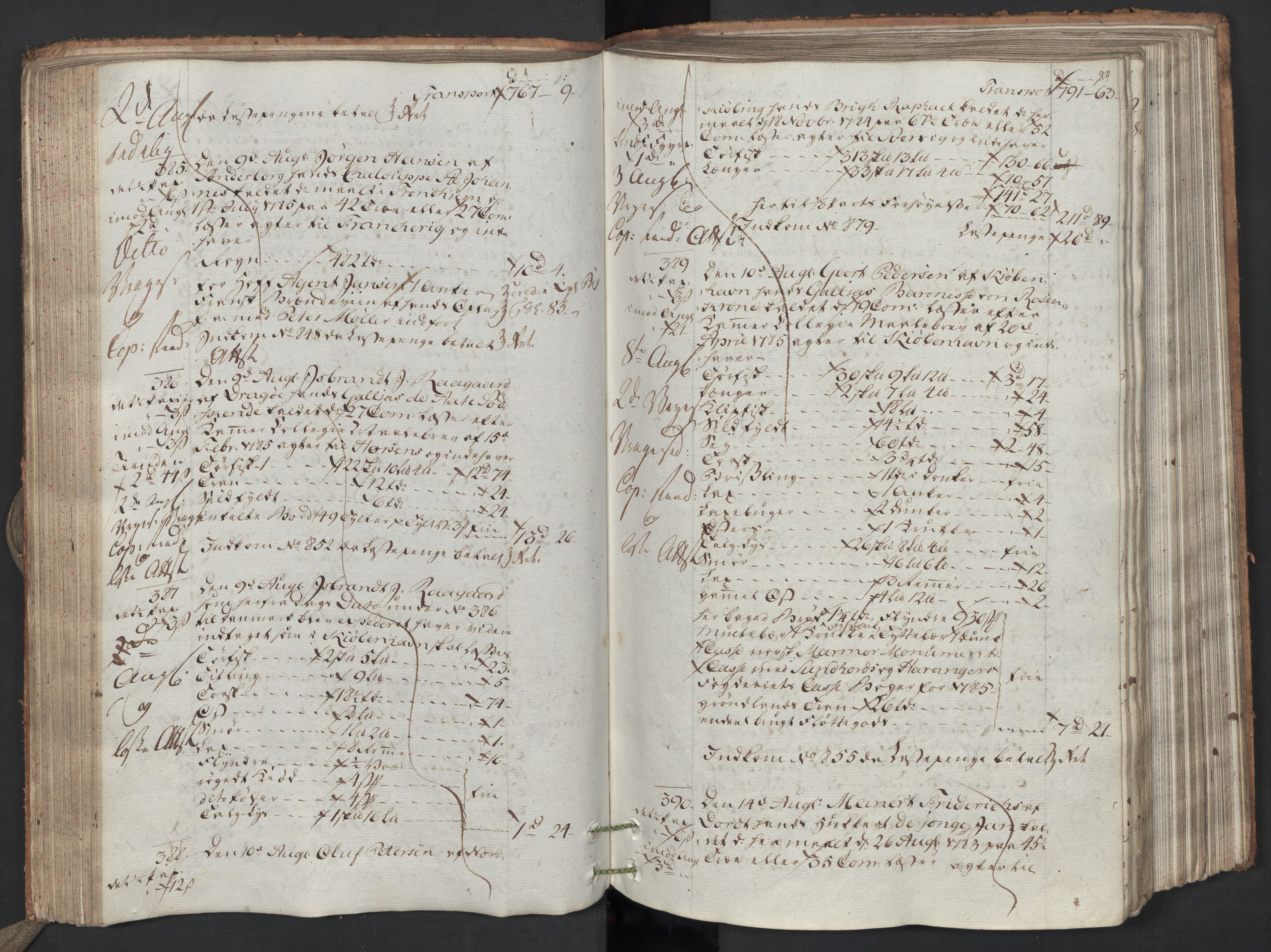 Generaltollkammeret, tollregnskaper, AV/RA-EA-5490/R26/L0223/0001: Tollregnskaper Bergen A / Utgående hovedtollbok, 1786, s. 83b-84a