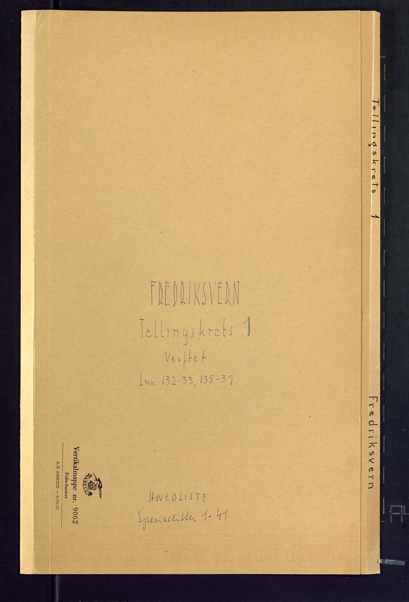 SAKO, Folketelling 1875 for 0798P Fredriksvern prestegjeld, 1875, s. 1