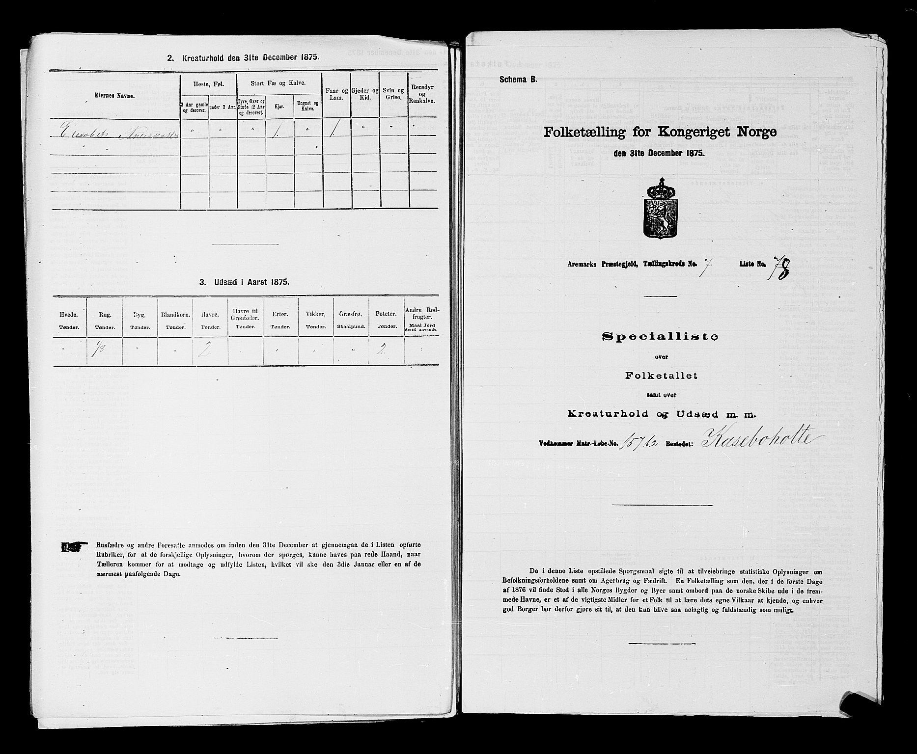 RA, Folketelling 1875 for 0118P Aremark prestegjeld, 1875, s. 1143