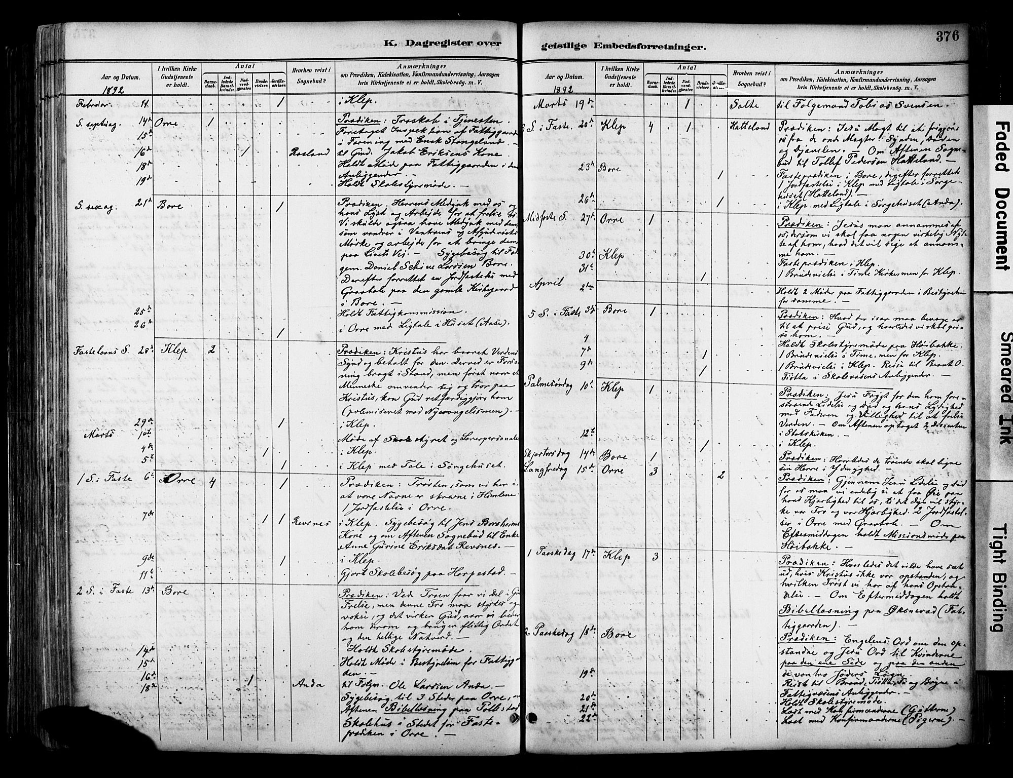 Klepp sokneprestkontor, AV/SAST-A-101803/001/3/30BA/L0009: Ministerialbok nr. A 7, 1886-1915, s. 376