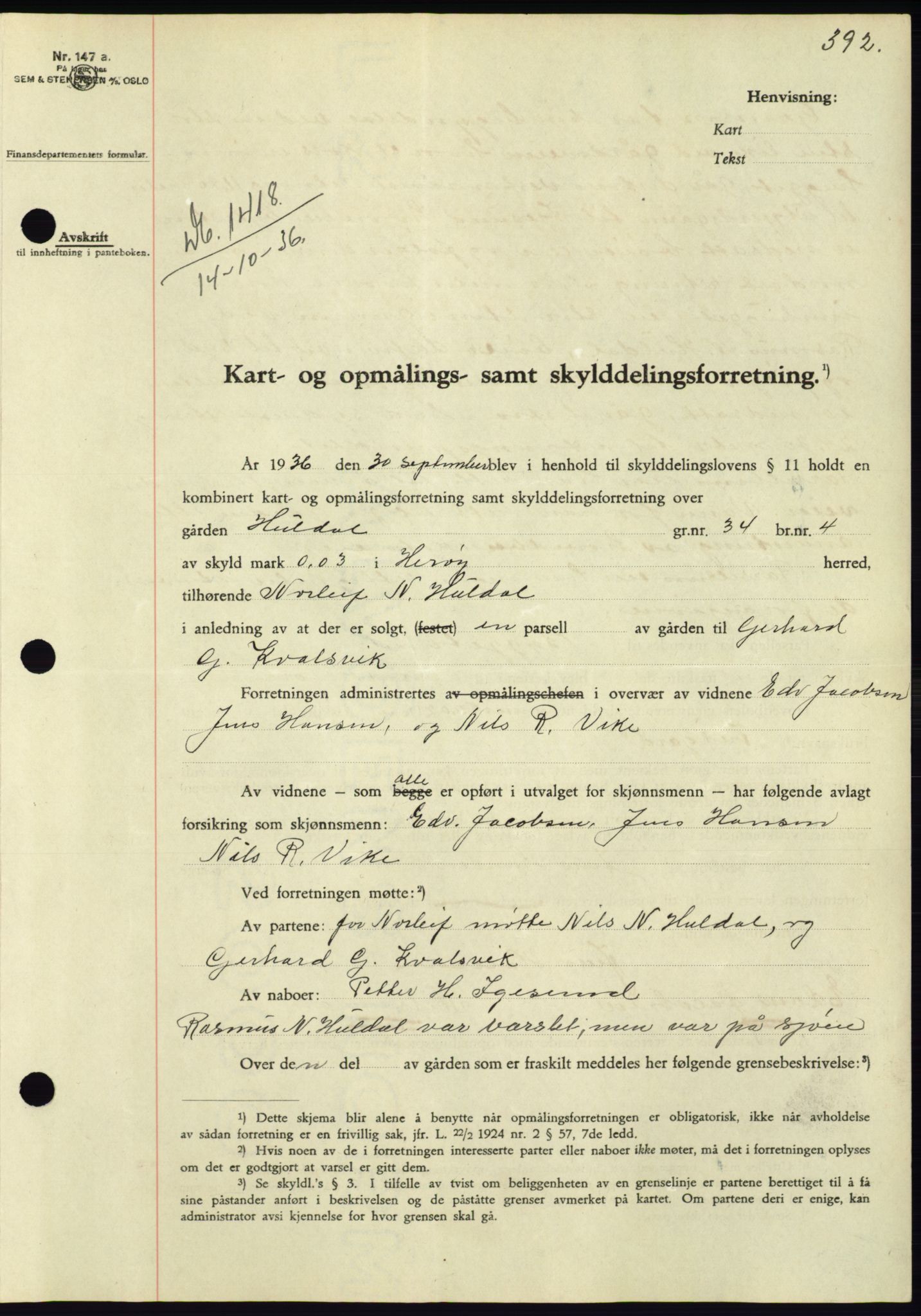 Søre Sunnmøre sorenskriveri, SAT/A-4122/1/2/2C/L0061: Pantebok nr. 55, 1936-1936, Dagboknr: 1418/1936