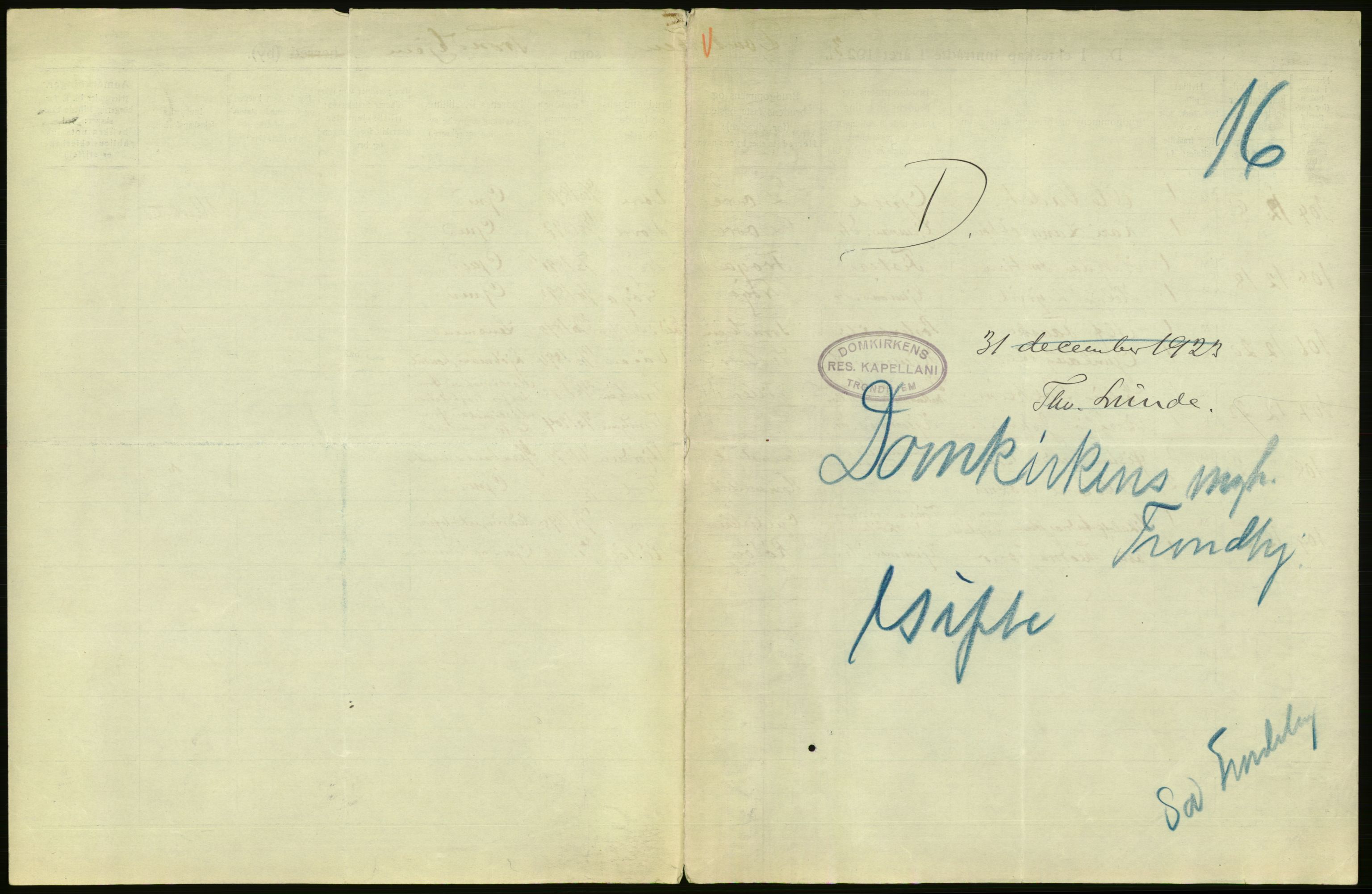 Statistisk sentralbyrå, Sosiodemografiske emner, Befolkning, AV/RA-S-2228/D/Df/Dfc/Dfcc/L0038: Trondheim: Levendefødte menn og kvinner, gifte, døde, dødfødte., 1923, s. 665