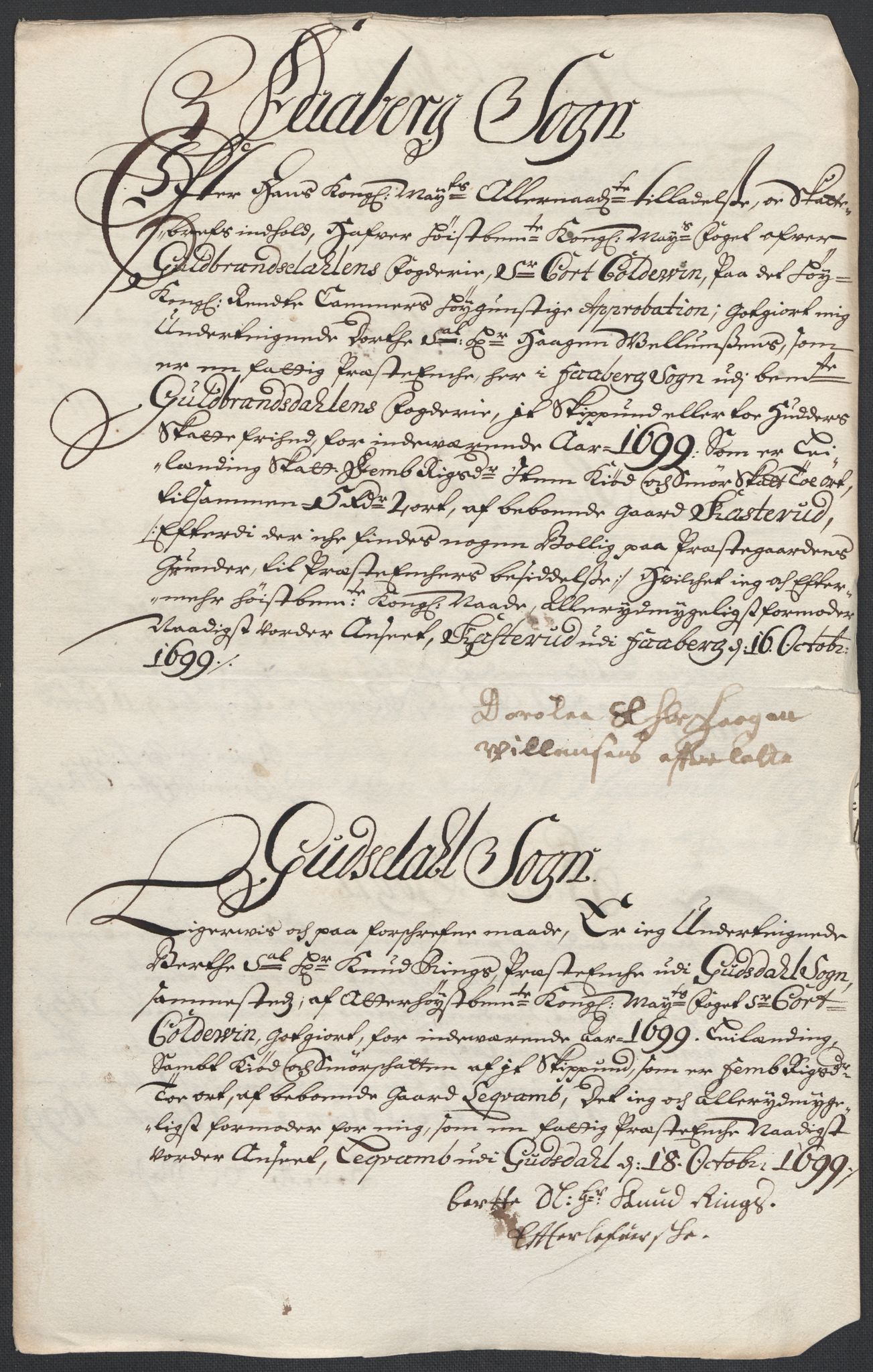 Rentekammeret inntil 1814, Reviderte regnskaper, Fogderegnskap, RA/EA-4092/R17/L1172: Fogderegnskap Gudbrandsdal, 1699, s. 187