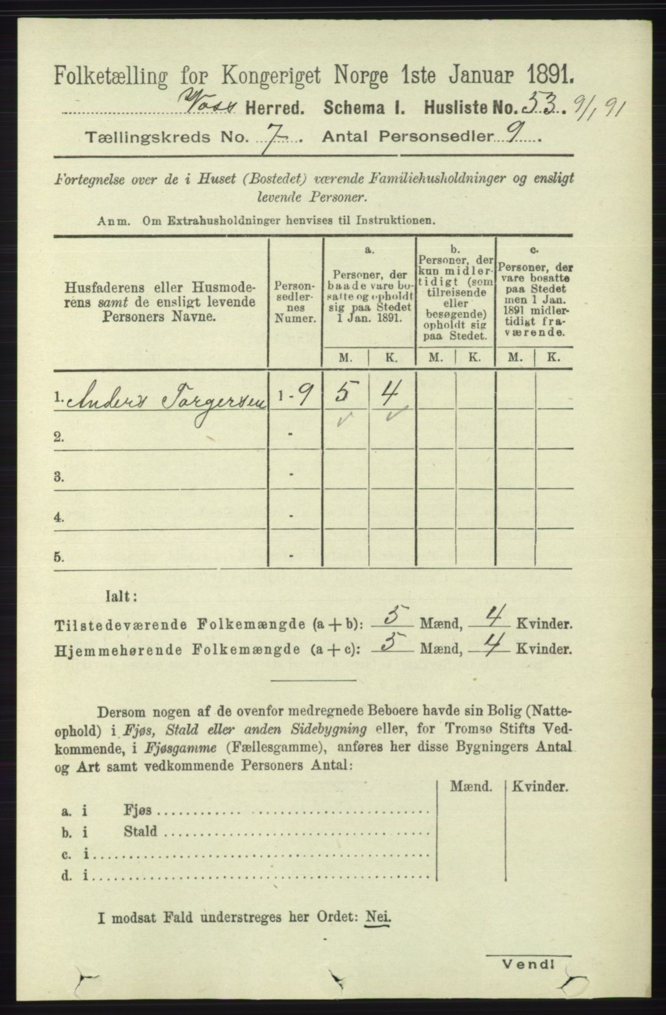 RA, Folketelling 1891 for 1235 Voss herred, 1891, s. 3783