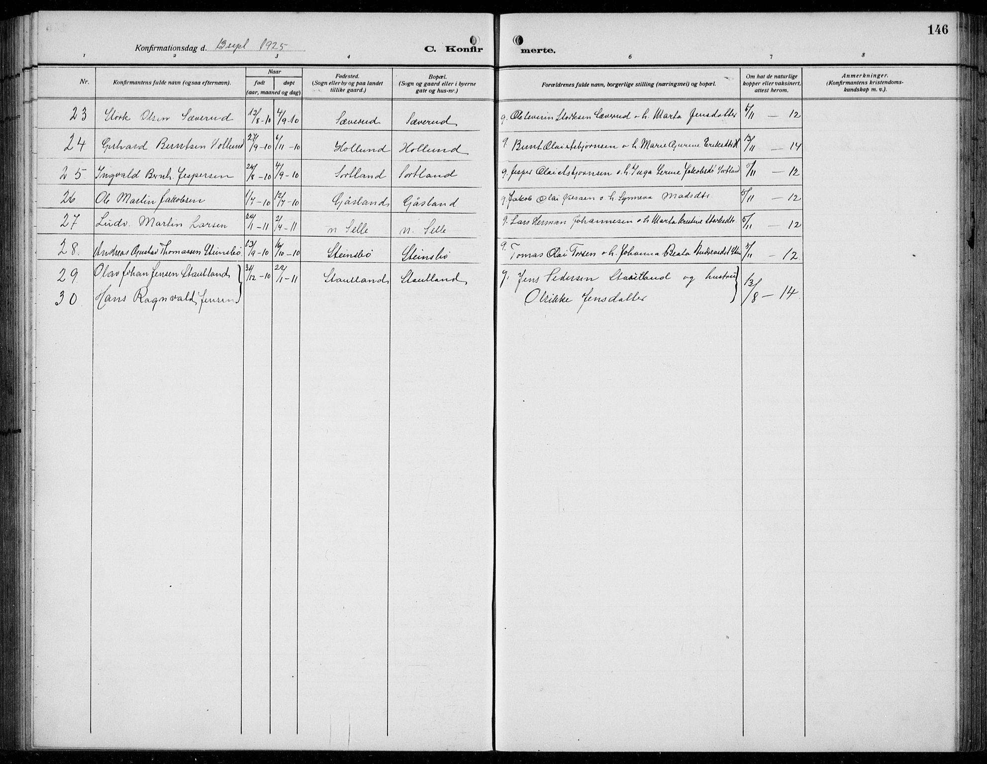 Finnås sokneprestembete, AV/SAB-A-99925/H/Ha/Hab/Habb/L0006: Klokkerbok nr. B 6, 1920-1936, s. 146