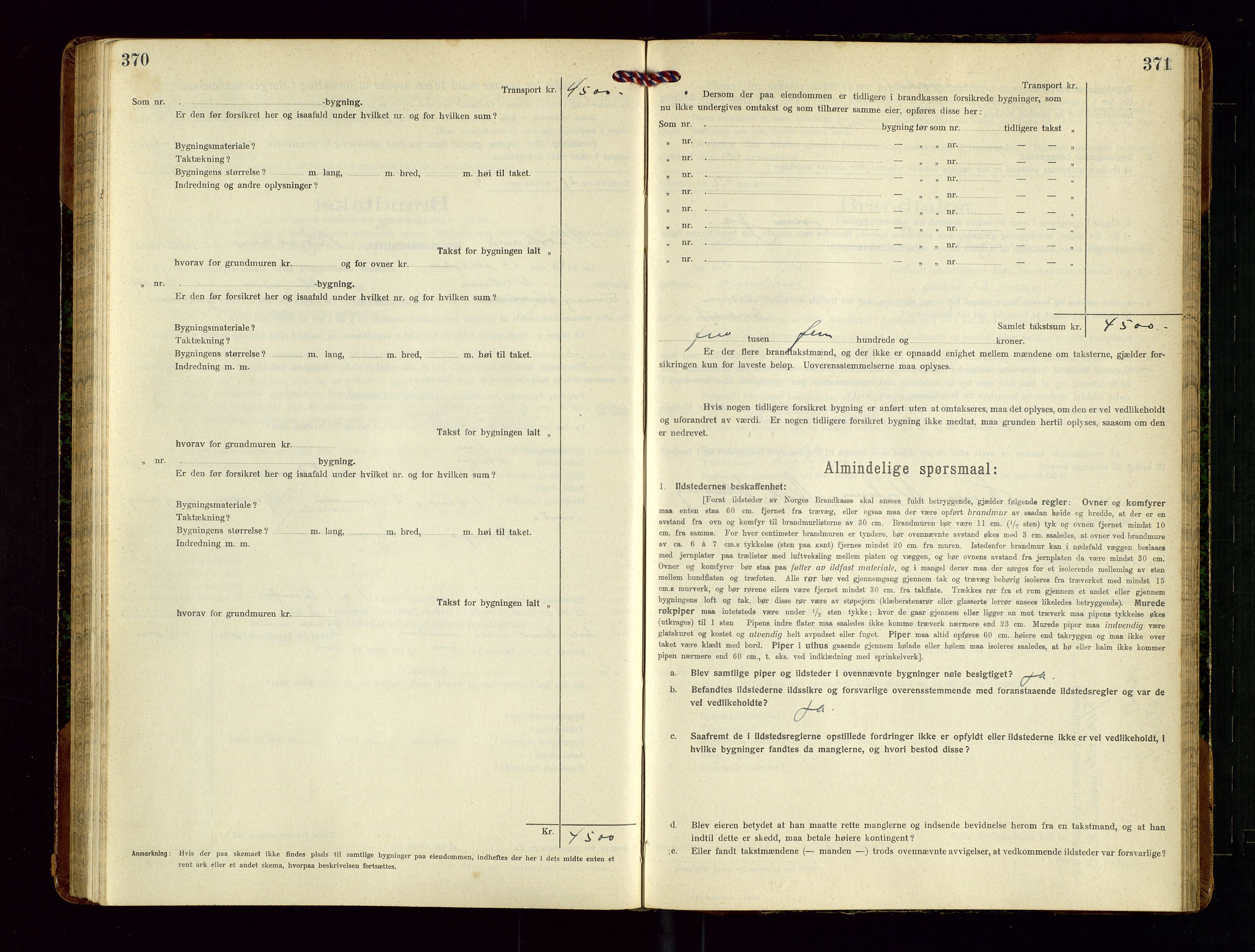 Nedstrand lensmannskontor, SAST/A-100236/Gob/L0002: "Brandtakstprotokol for Nerstrand lensmandsdistrikt Rogaland Fylke", 1916-1949, s. 370-371