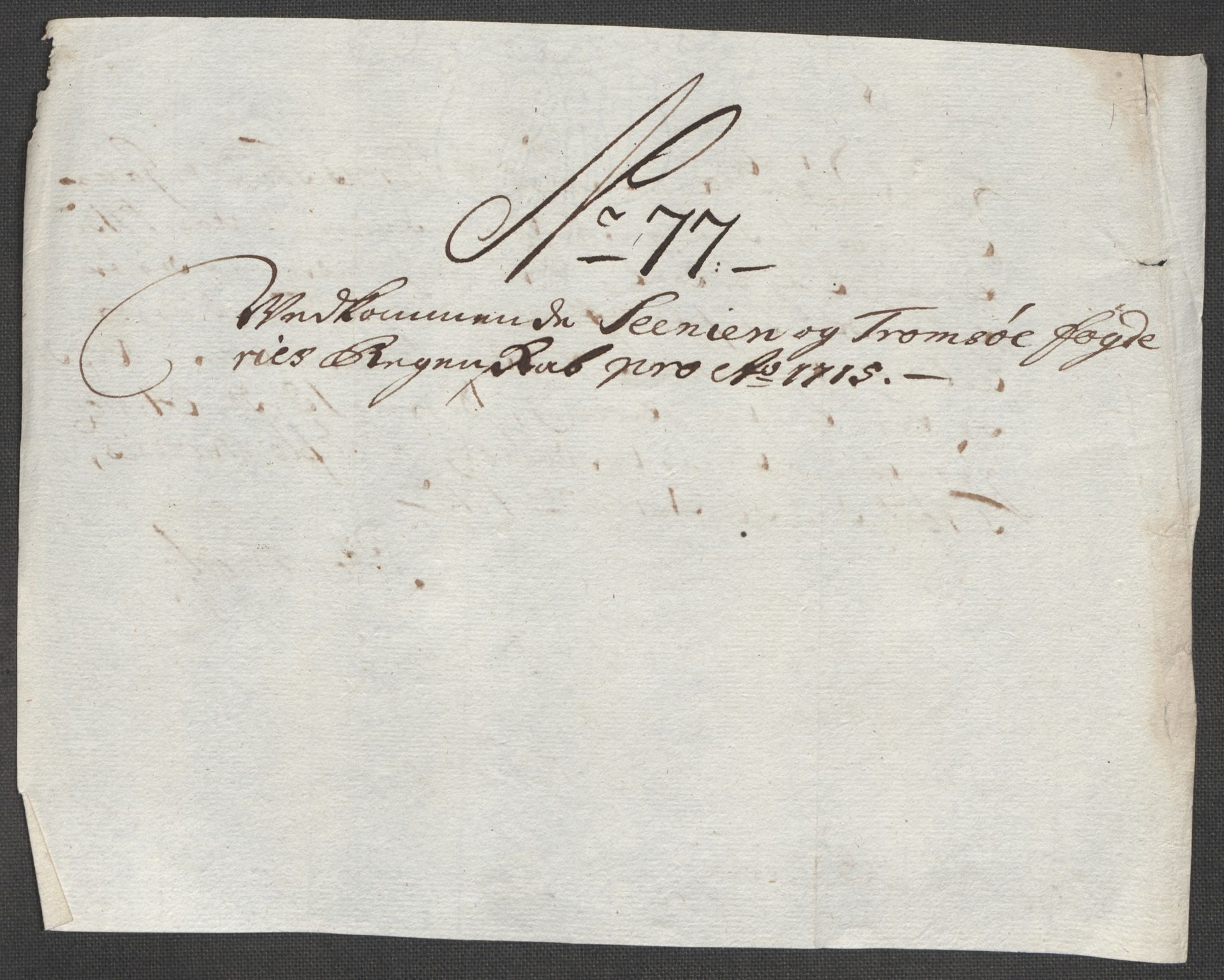 Rentekammeret inntil 1814, Reviderte regnskaper, Fogderegnskap, AV/RA-EA-4092/R68/L4761: Fogderegnskap Senja og Troms, 1715, s. 317