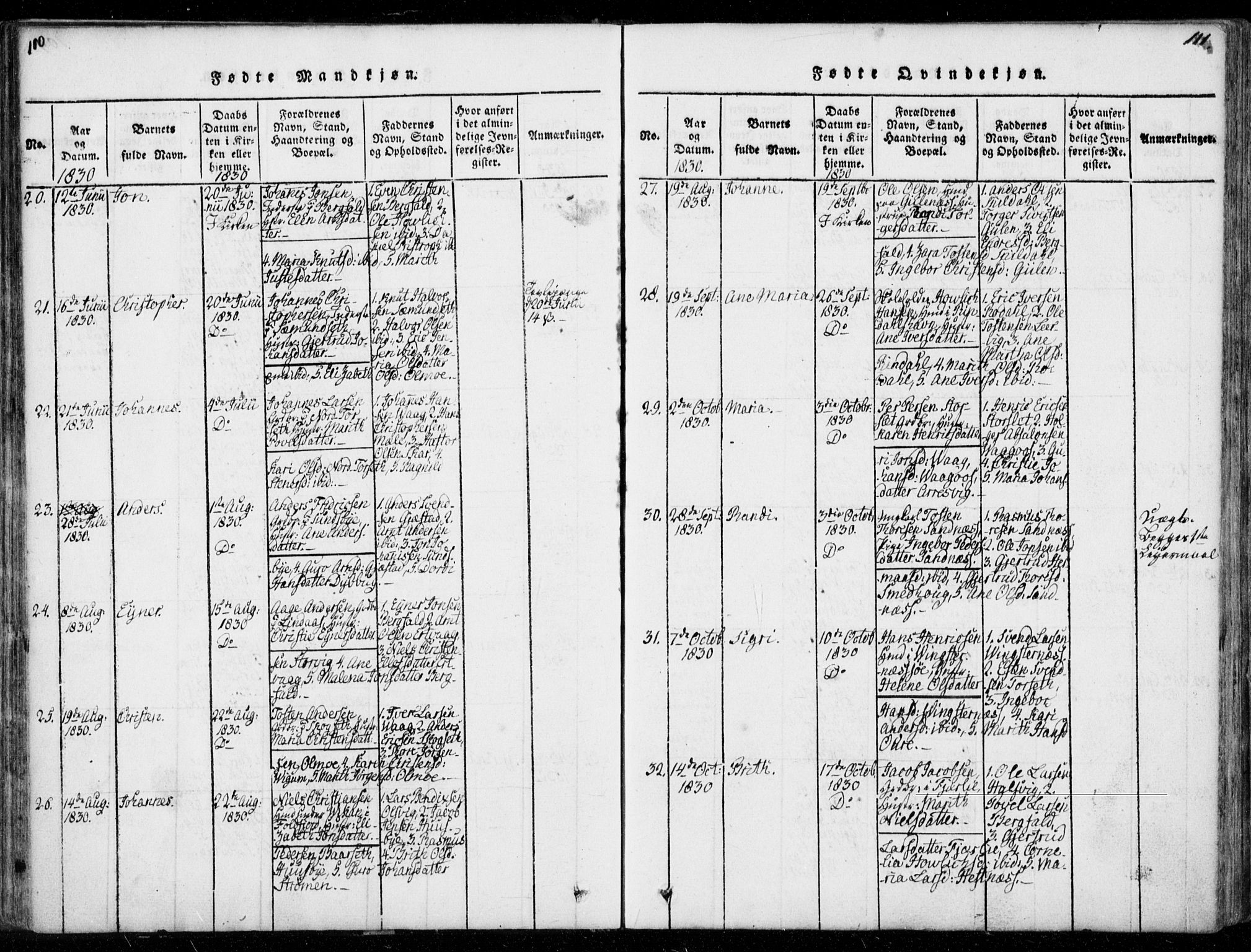 Ministerialprotokoller, klokkerbøker og fødselsregistre - Møre og Romsdal, AV/SAT-A-1454/578/L0903: Ministerialbok nr. 578A02, 1819-1838, s. 110-111