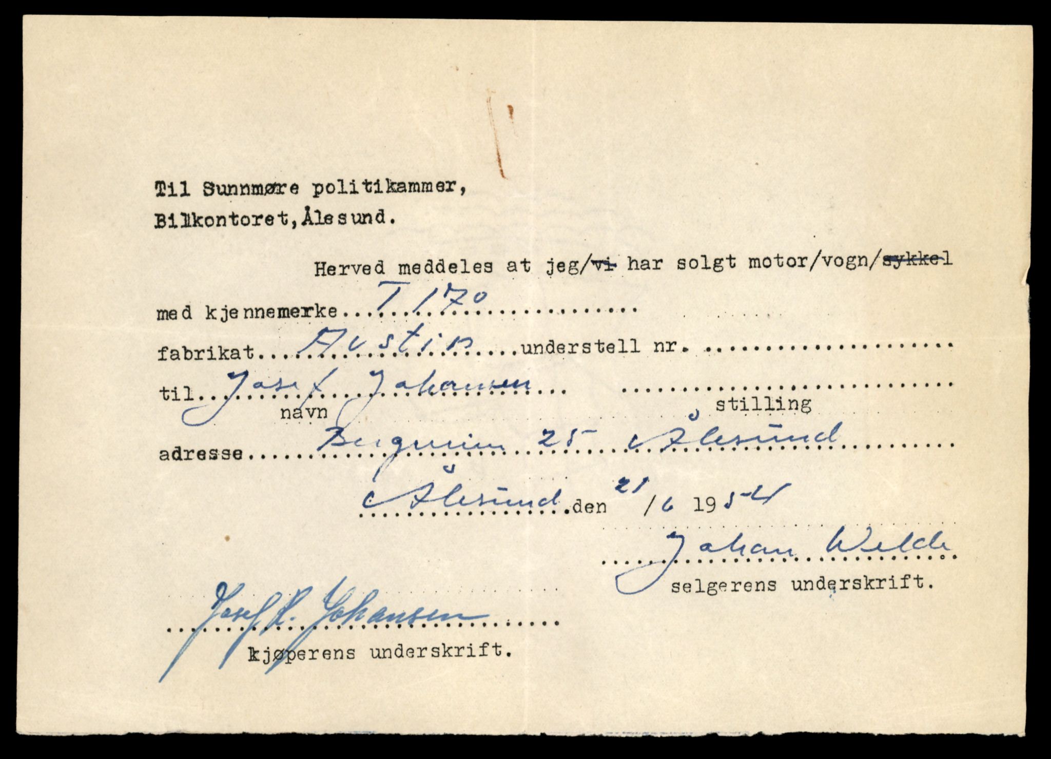 Møre og Romsdal vegkontor - Ålesund trafikkstasjon, AV/SAT-A-4099/F/Fe/L0002: Registreringskort for kjøretøy T 128 - T 231, 1927-1998, s. 1394