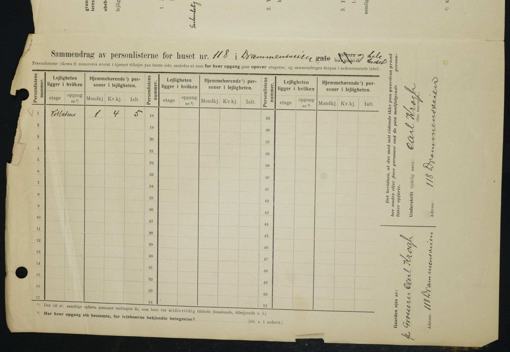 OBA, Kommunal folketelling 1.2.1909 for Kristiania kjøpstad, 1909, s. 15563