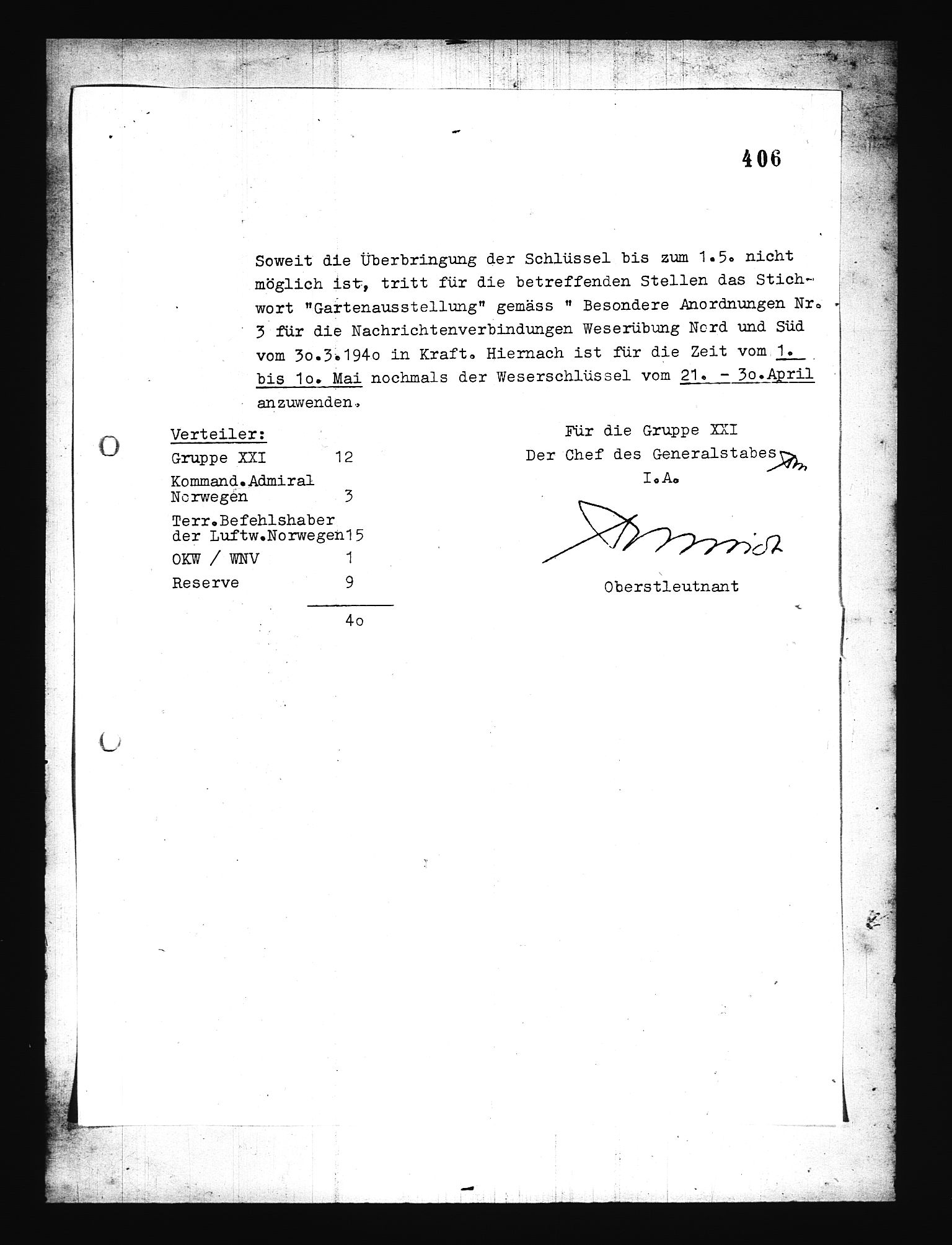 Documents Section, AV/RA-RAFA-2200/V/L0076: Amerikansk mikrofilm "Captured German Documents".
Box No. 715.  FKA jnr. 619/1954., 1940, s. 221