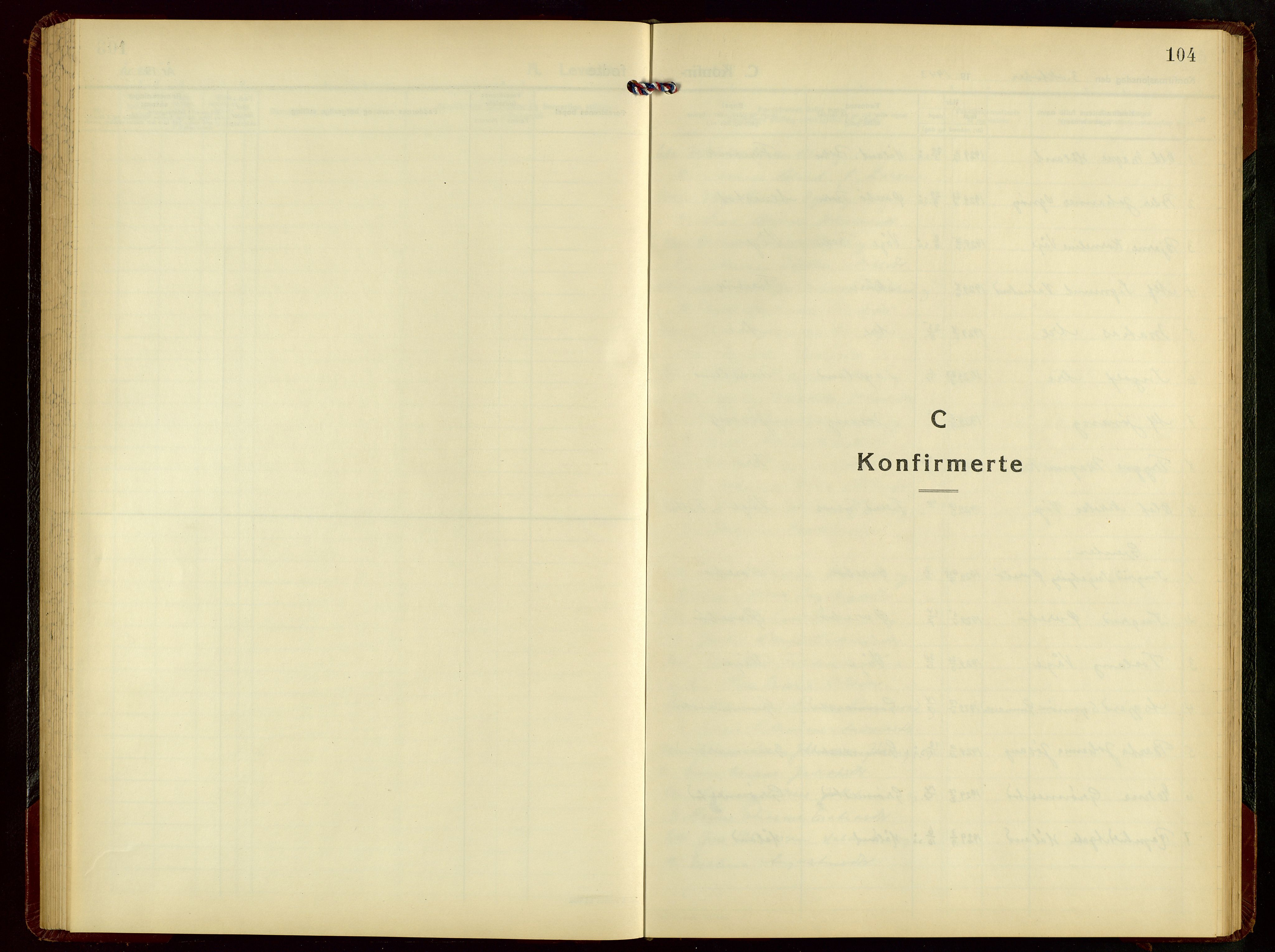 Tysvær sokneprestkontor, SAST/A -101864/H/Ha/Hab/L0007: Klokkerbok nr. B 7, 1943-1970, s. 104