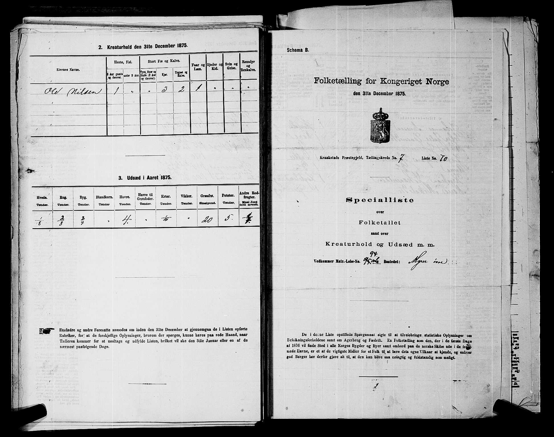 RA, Folketelling 1875 for 0212P Kråkstad prestegjeld, 1875, s. 1001