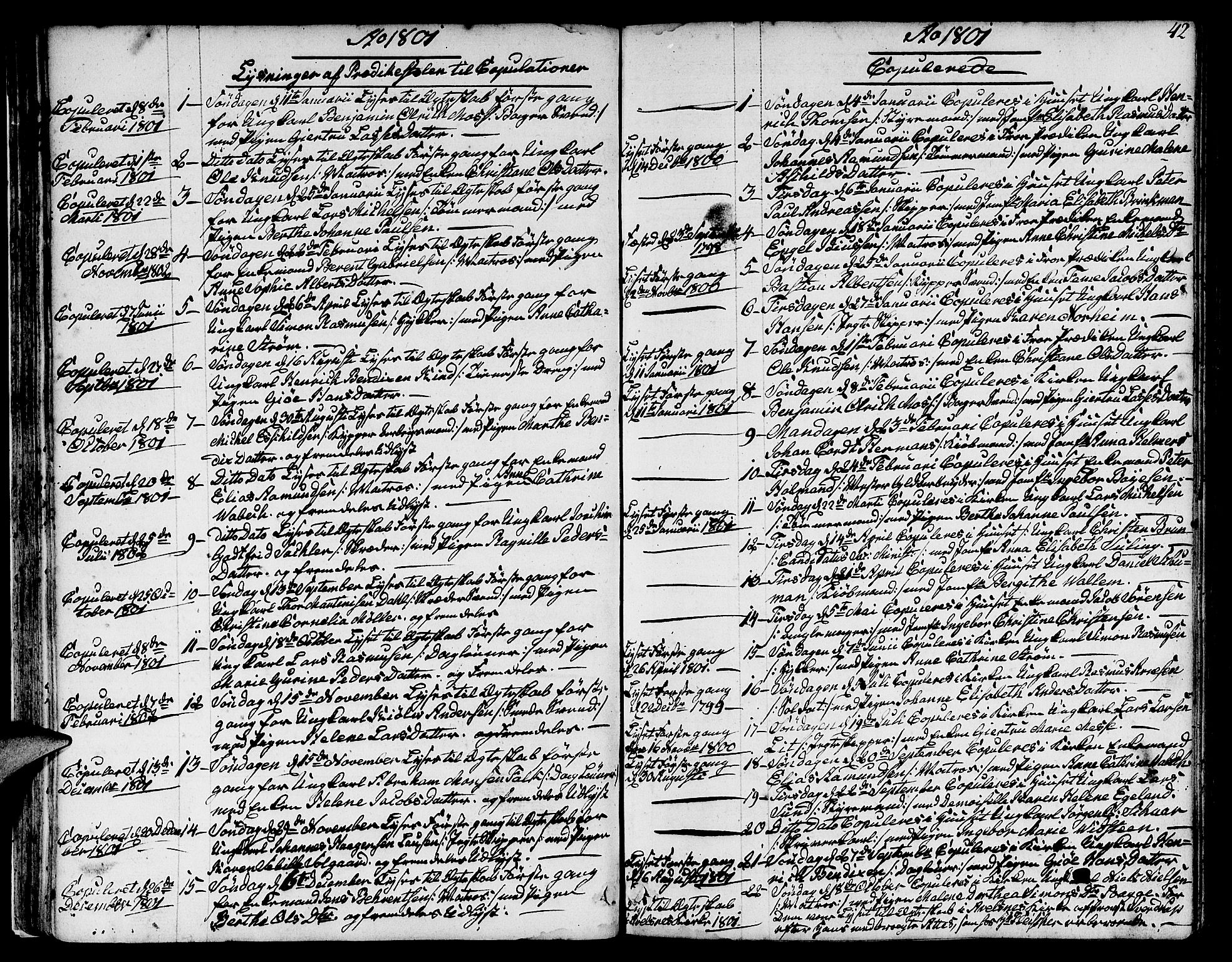 Nykirken Sokneprestembete, AV/SAB-A-77101/H/Hab: Klokkerbok nr. A 2, 1782-1847, s. 42