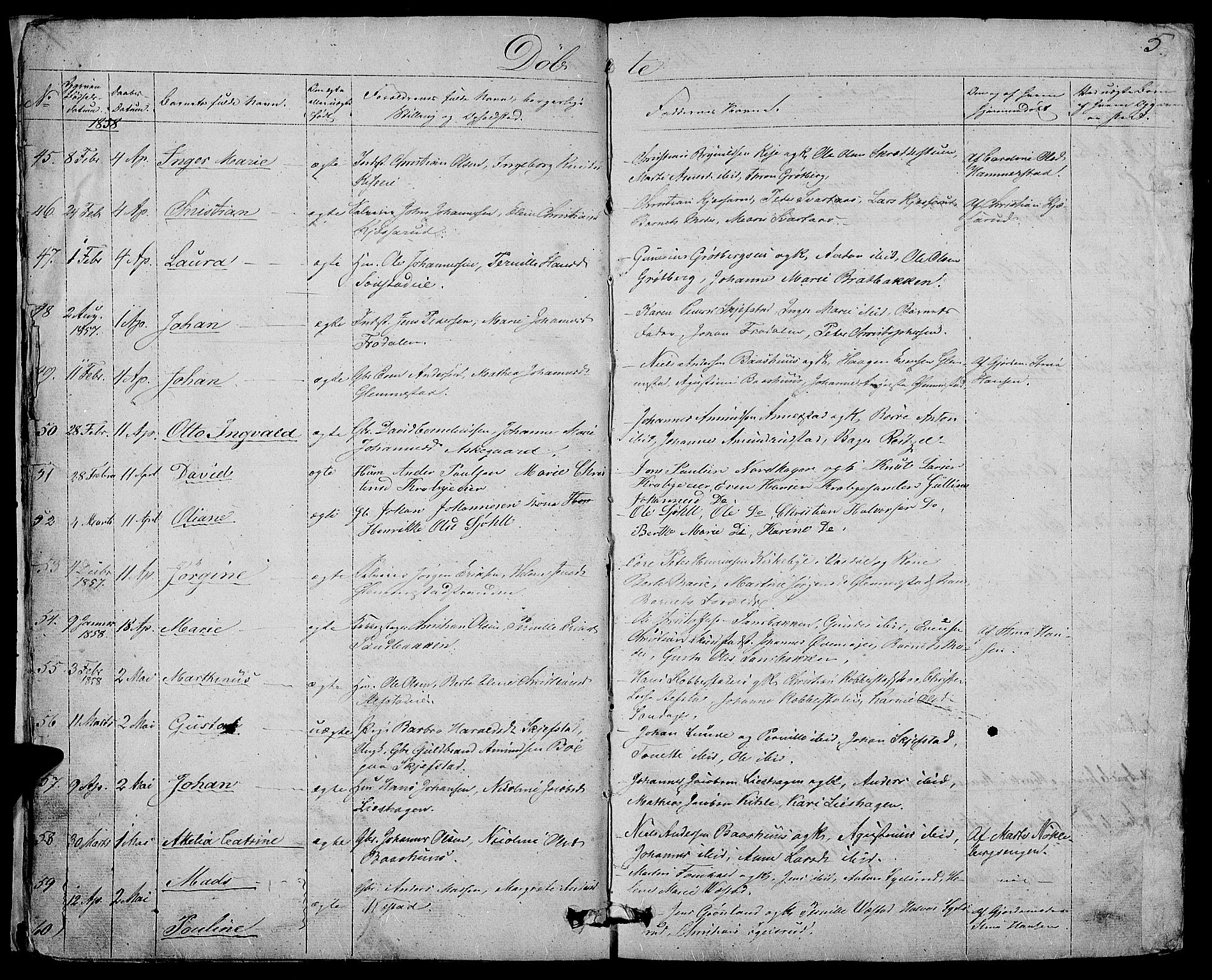 Østre Toten prestekontor, AV/SAH-PREST-104/H/Ha/Hab/L0004: Klokkerbok nr. 4, 1858-1886, s. 5