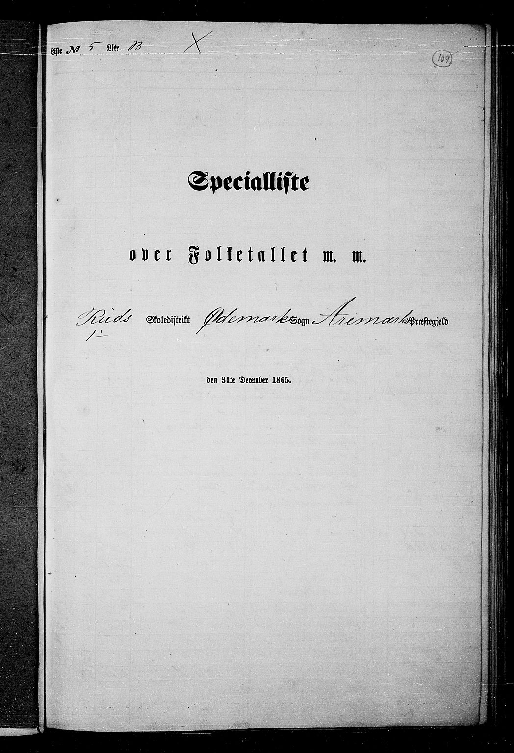 RA, Folketelling 1865 for 0118P Aremark prestegjeld, 1865, s. 97