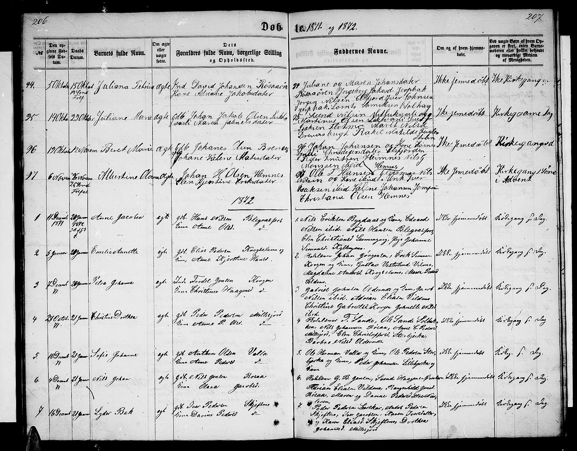 Ministerialprotokoller, klokkerbøker og fødselsregistre - Nordland, AV/SAT-A-1459/825/L0365: Klokkerbok nr. 825C02, 1858-1873, s. 206-207