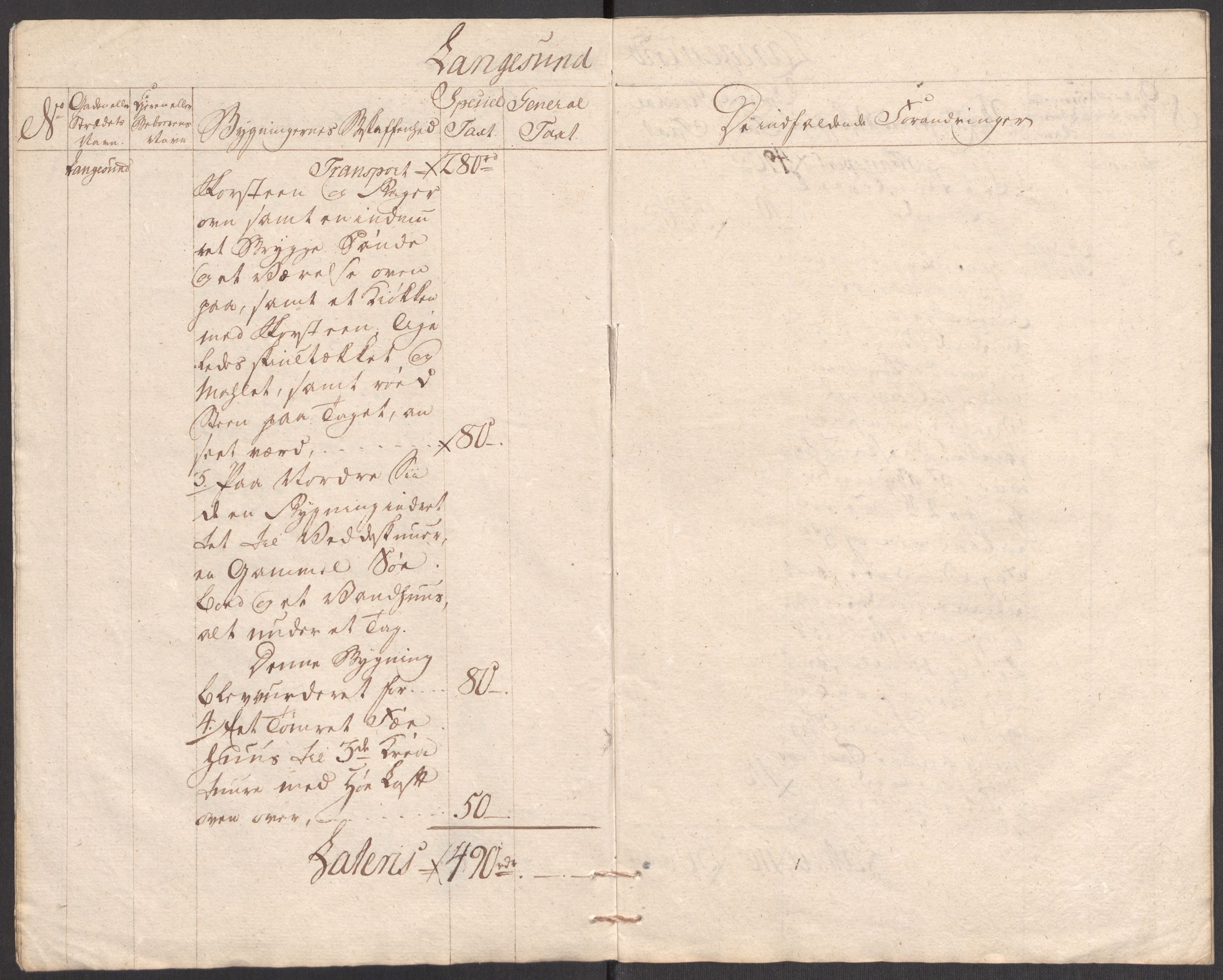 Kommersekollegiet, Brannforsikringskontoret 1767-1814, AV/RA-EA-5458/F/Fb/L0060/0002: Bratsberg amt / Branntakstprotokoll Langesund, 1787