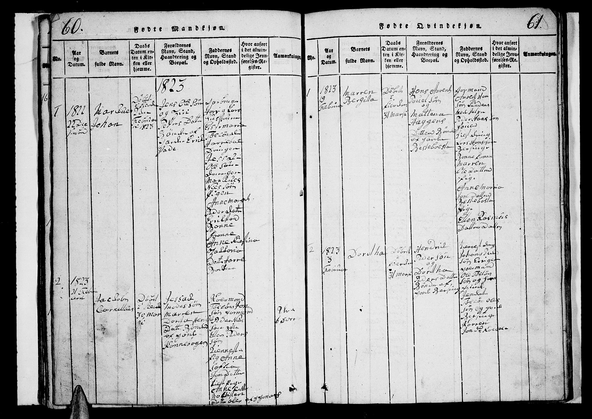 Trondenes sokneprestkontor, SATØ/S-1319/H/Hb/L0003klokker: Klokkerbok nr. 3, 1820-1834, s. 60-61