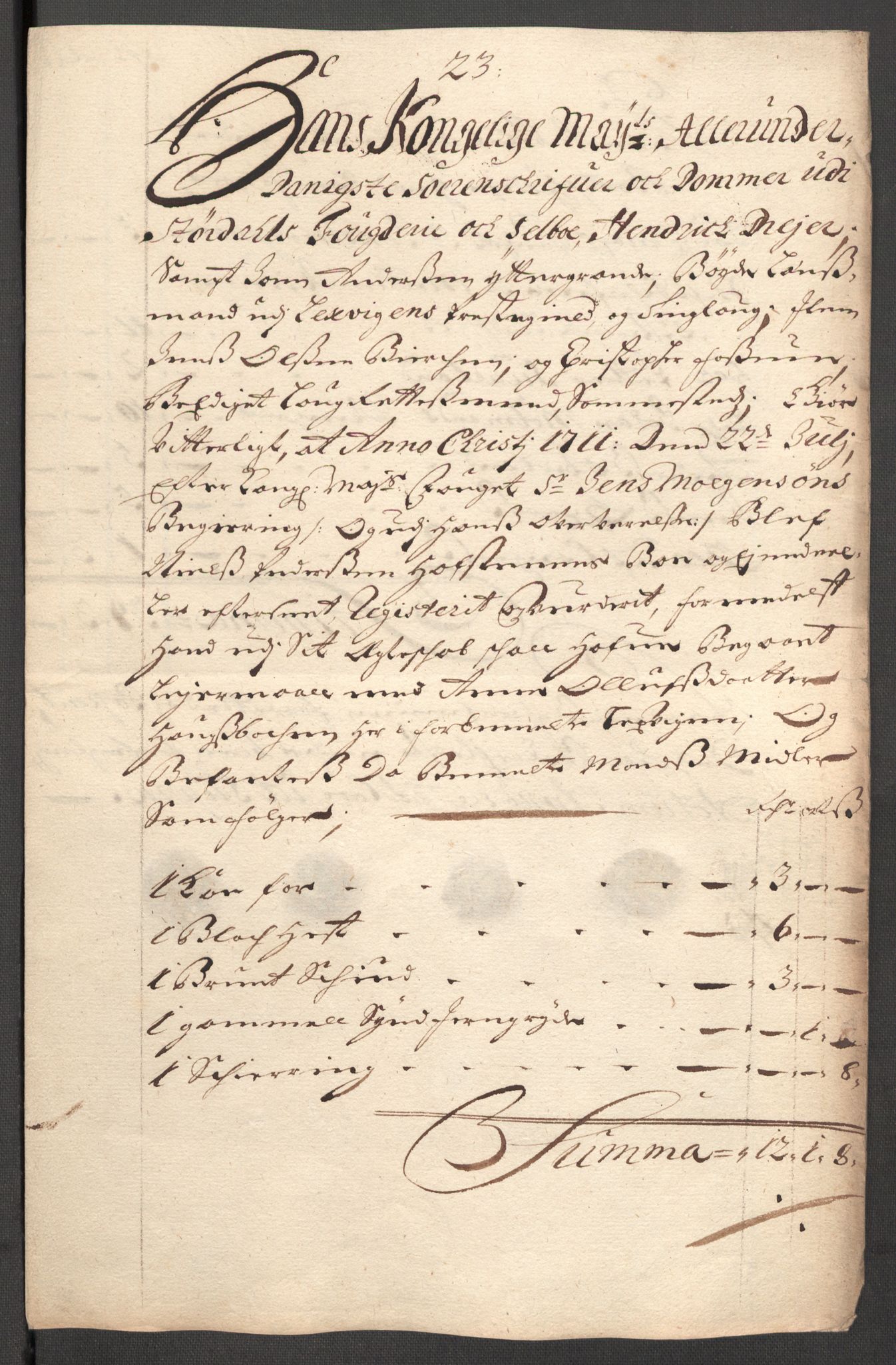 Rentekammeret inntil 1814, Reviderte regnskaper, Fogderegnskap, AV/RA-EA-4092/R62/L4201: Fogderegnskap Stjørdal og Verdal, 1711, s. 199