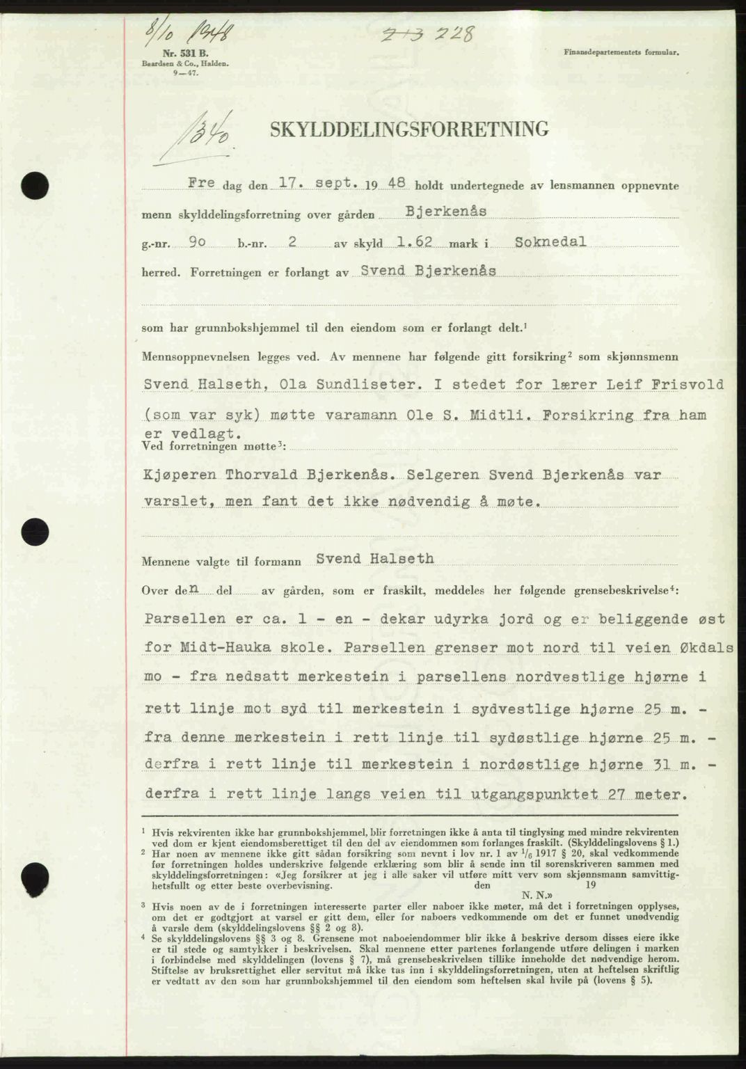Gauldal sorenskriveri, SAT/A-0014/1/2/2C: Pantebok nr. A6, 1948-1948, Dagboknr: 1340/1948