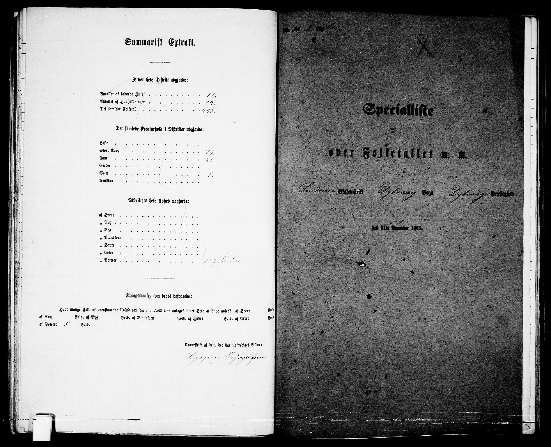 RA, Folketelling 1865 for 0915P Dypvåg prestegjeld, 1865, s. 43