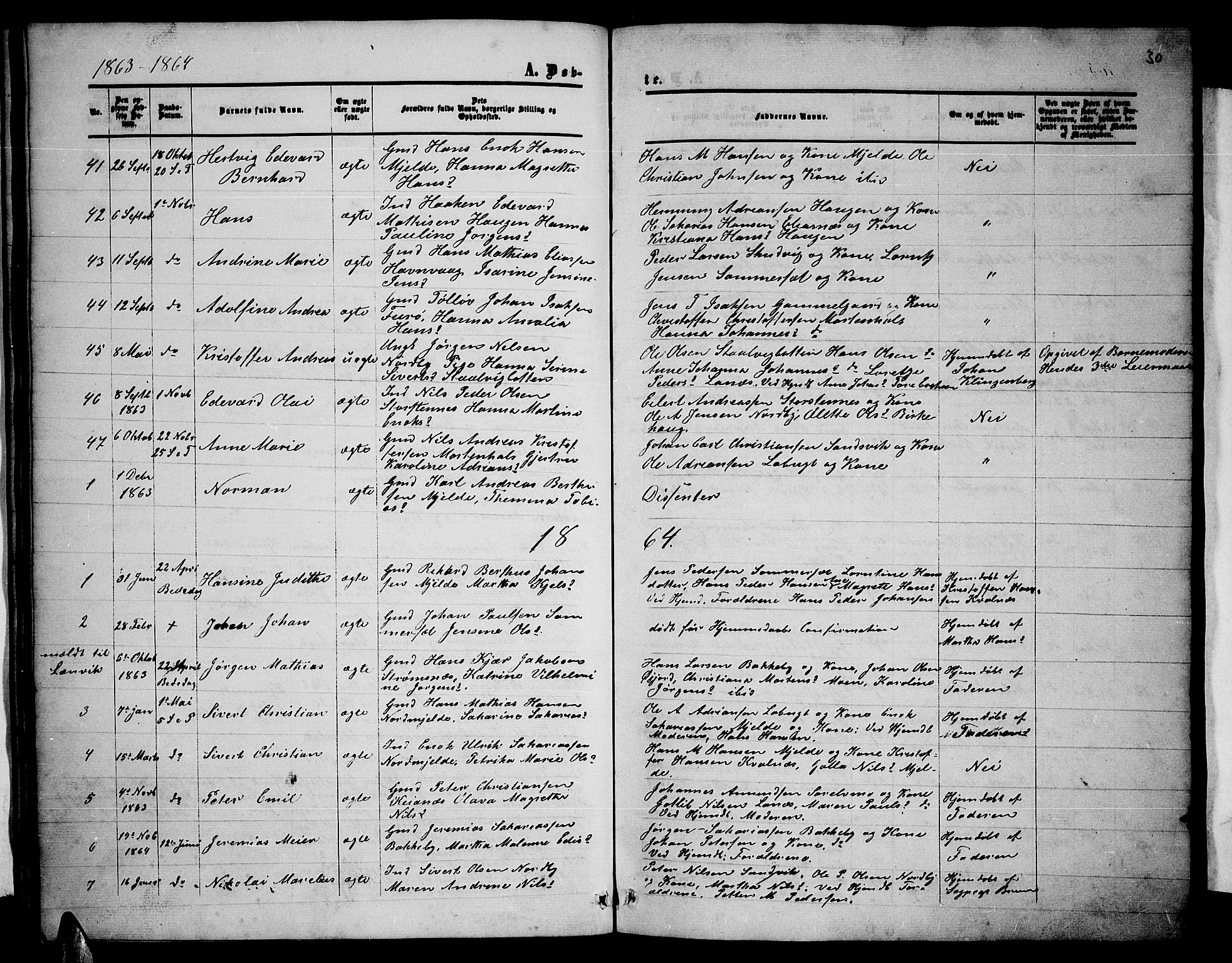 Balsfjord sokneprestembete, AV/SATØ-S-1303/G/Ga/L0001klokker: Klokkerbok nr. 1, 1856-1869, s. 30