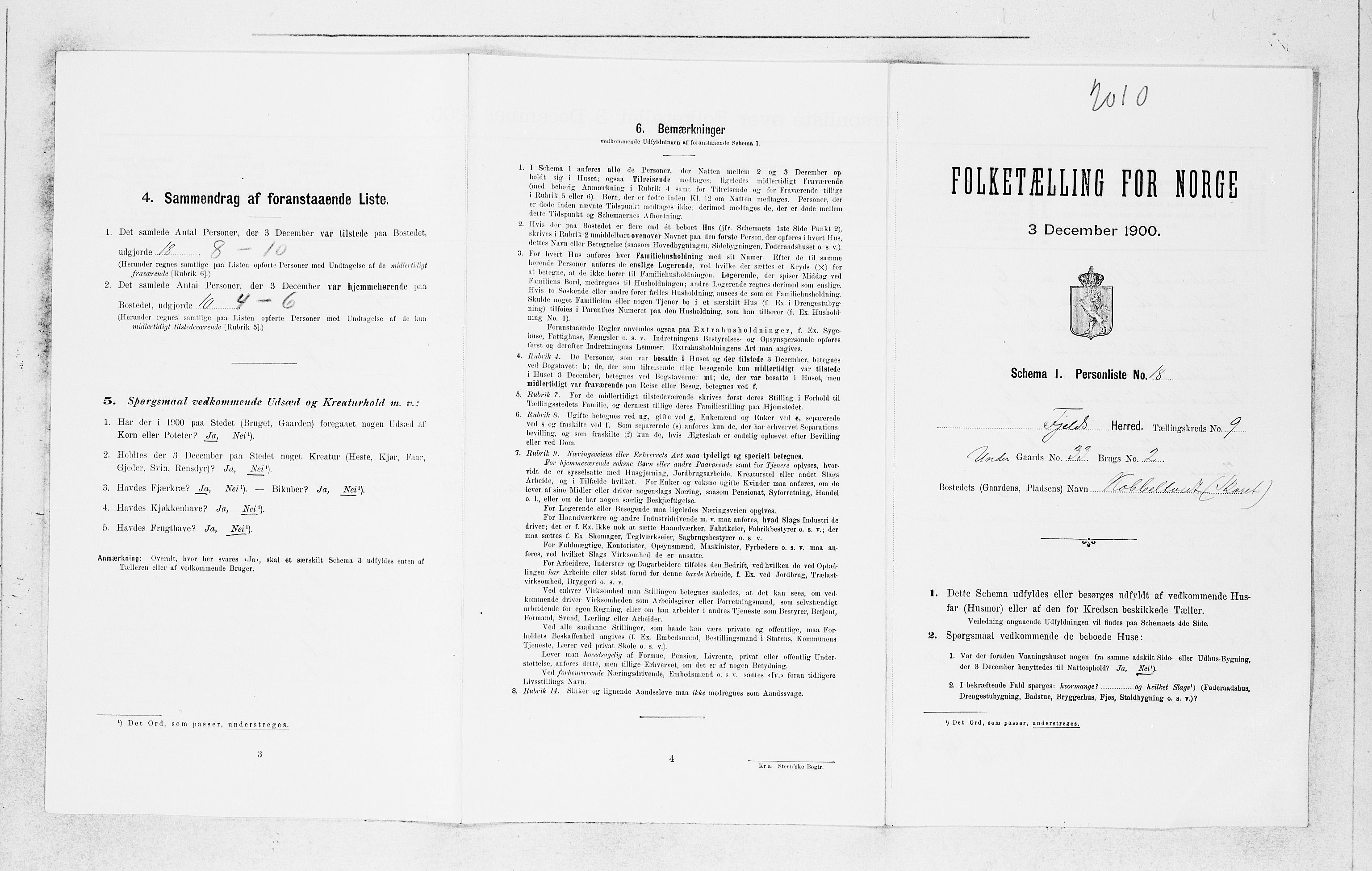SAB, Folketelling 1900 for 1246 Fjell herred, 1900, s. 1015
