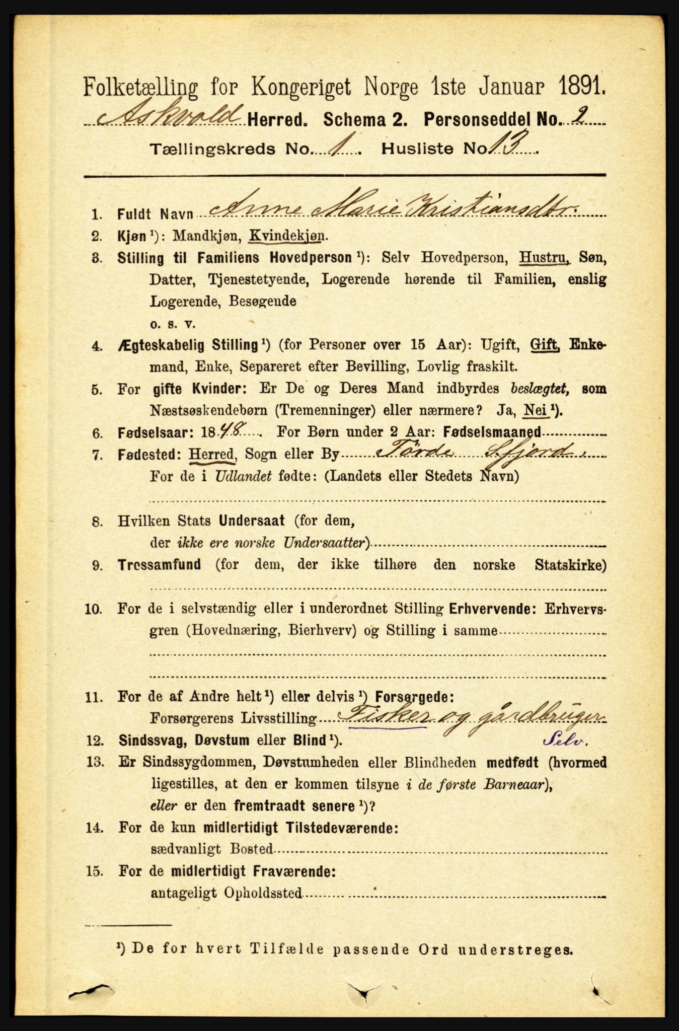 RA, Folketelling 1891 for 1428 Askvoll herred, 1891, s. 139