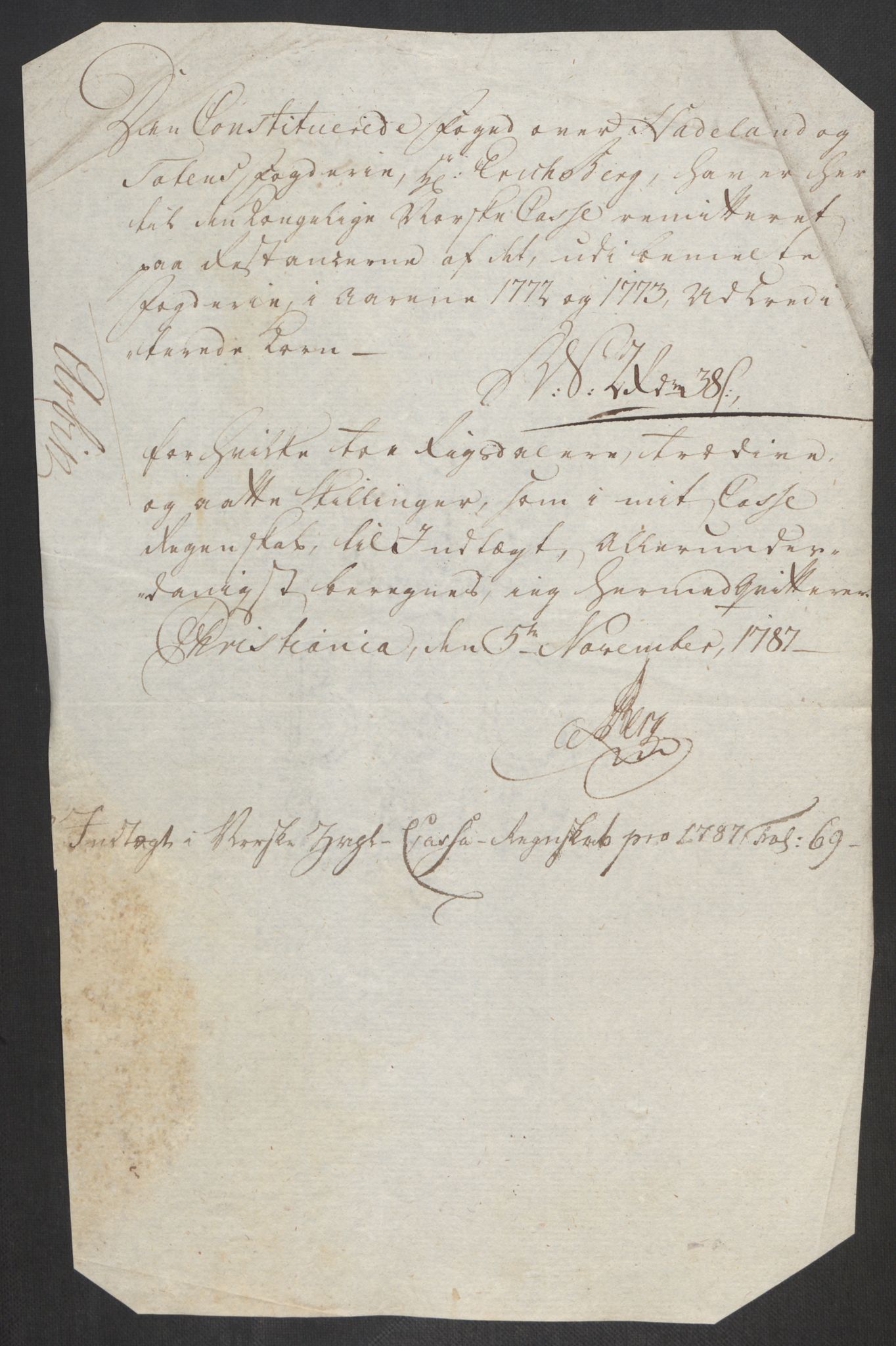 Rentekammeret inntil 1814, Reviderte regnskaper, Fogderegnskap, AV/RA-EA-4092/R19/L1374: Fogderegnskap Toten, Hadeland og Vardal, 1787, s. 460