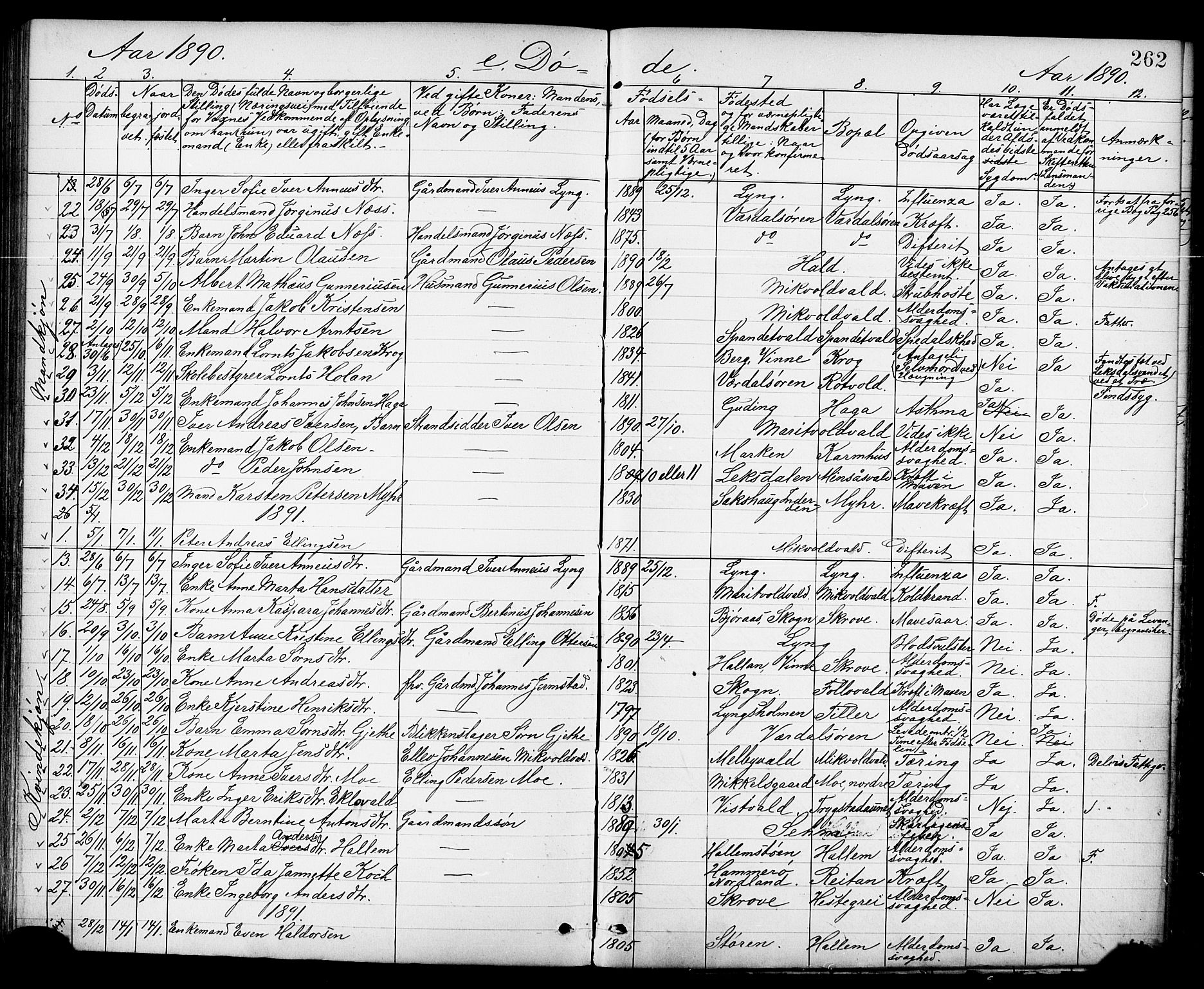 Ministerialprotokoller, klokkerbøker og fødselsregistre - Nord-Trøndelag, AV/SAT-A-1458/723/L0257: Klokkerbok nr. 723C05, 1890-1907, s. 262