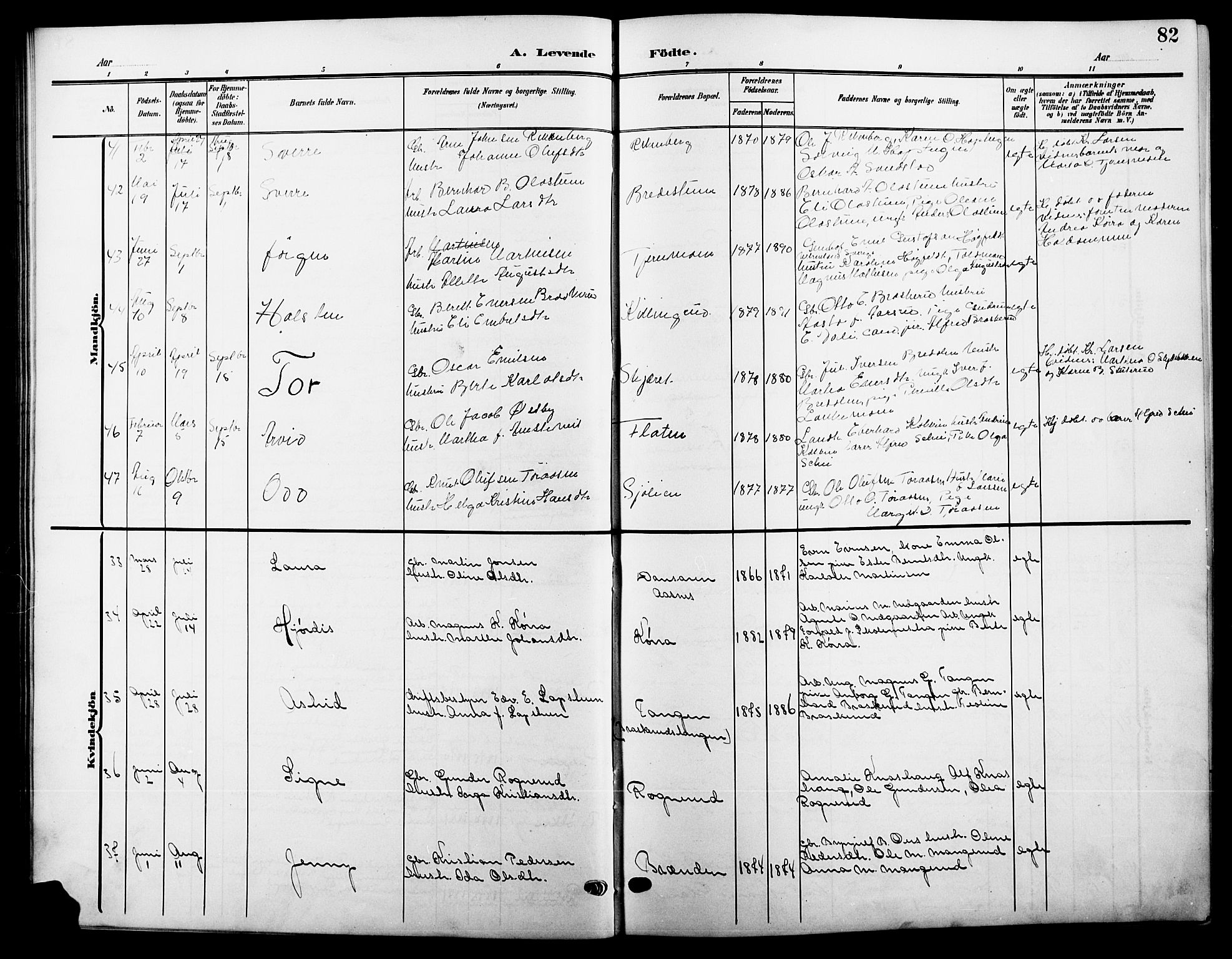 Våler prestekontor, Hedmark, AV/SAH-PREST-040/H/Ha/Hab/L0002: Klokkerbok nr. 2, 1905-1915, s. 82