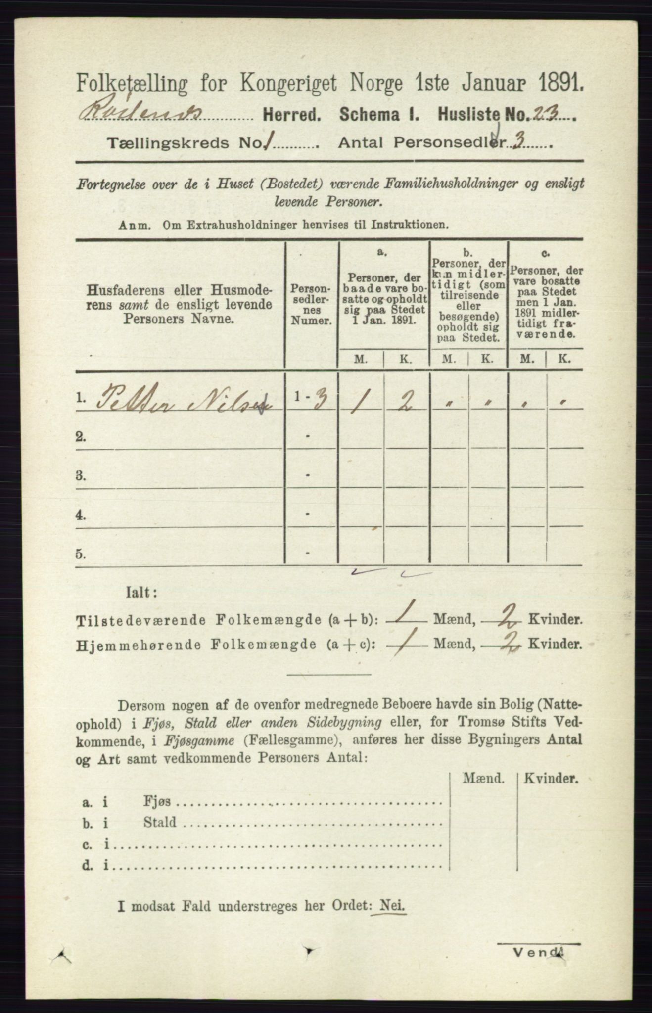 RA, Folketelling 1891 for 0120 Rødenes herred, 1891, s. 42