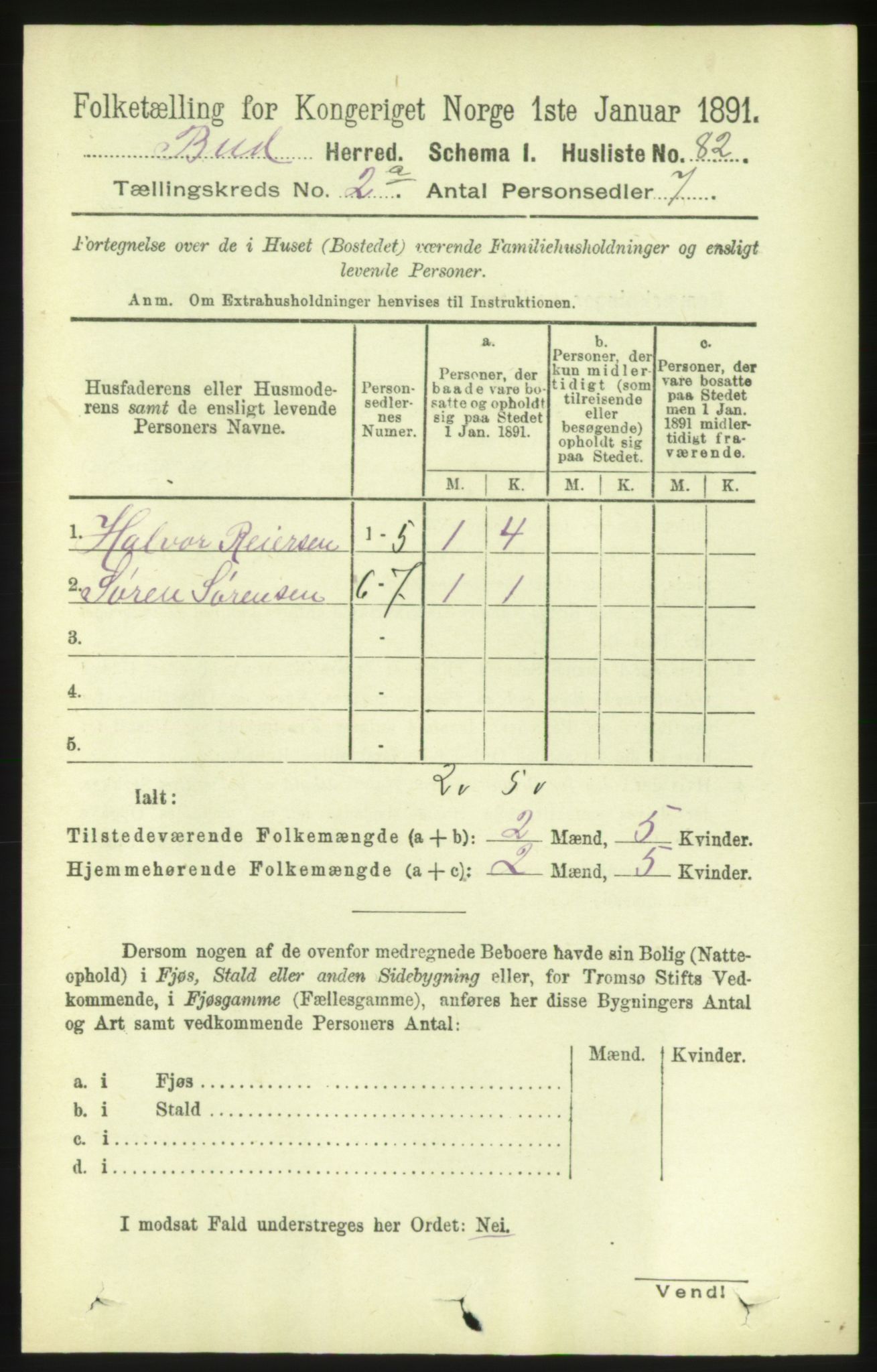 RA, Folketelling 1891 for 1549 Bud herred, 1891, s. 731