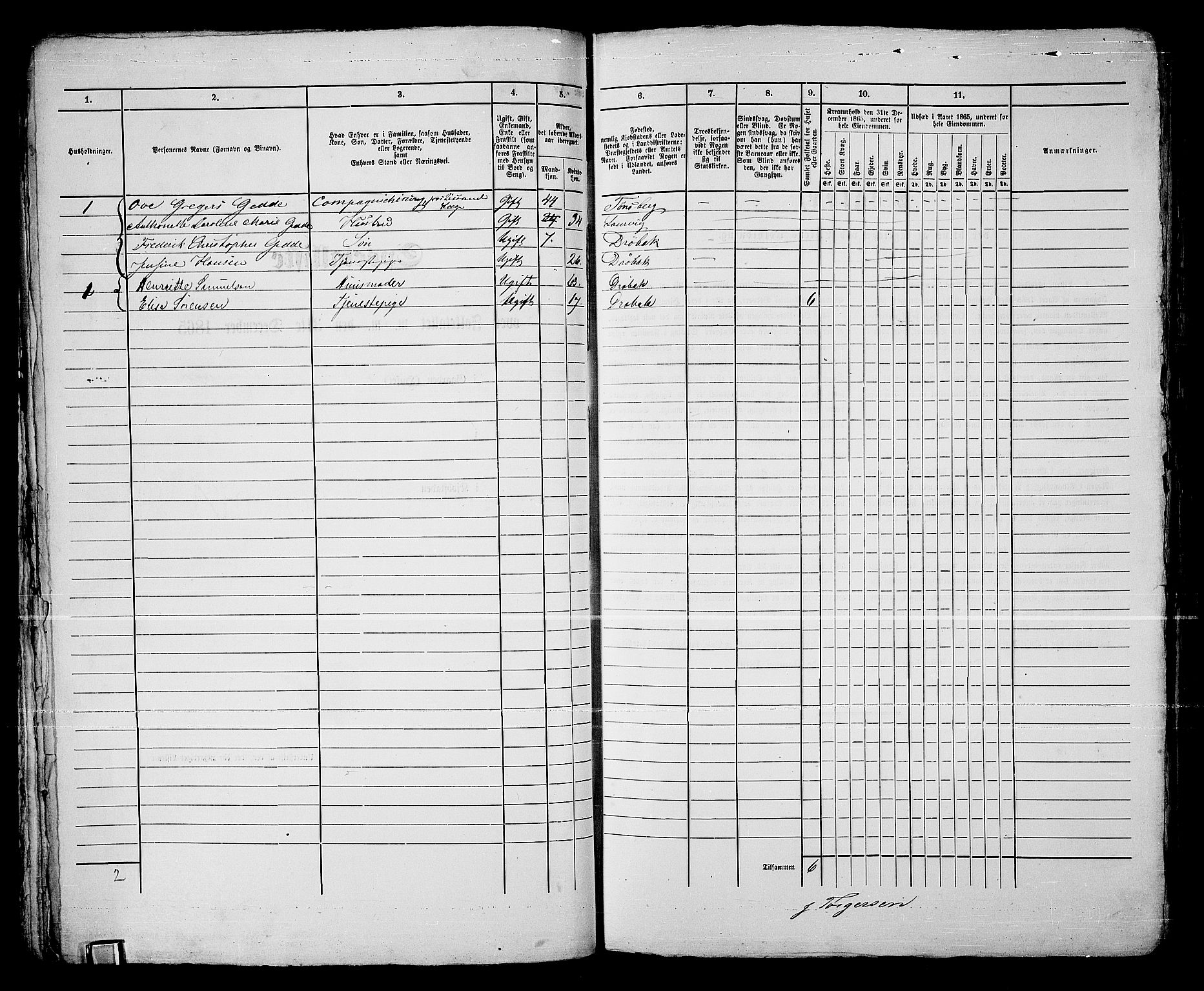 RA, Folketelling 1865 for 0203B Drøbak prestegjeld, Drøbak kjøpstad, 1865, s. 133