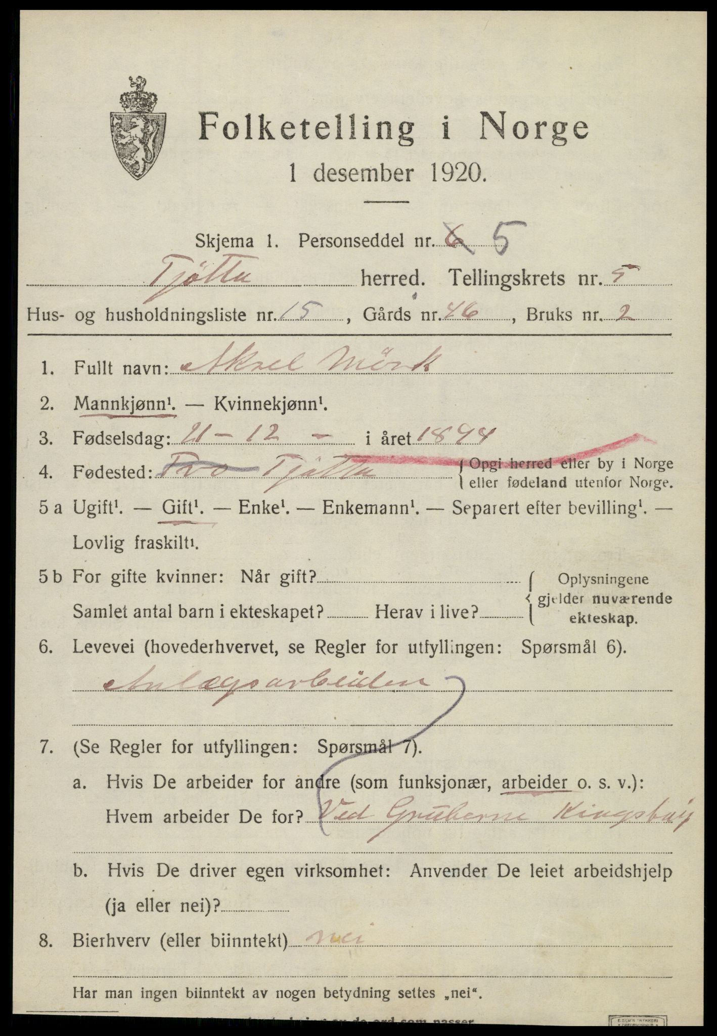 SAT, Folketelling 1920 for 1817 Tjøtta herred, 1920, s. 2173