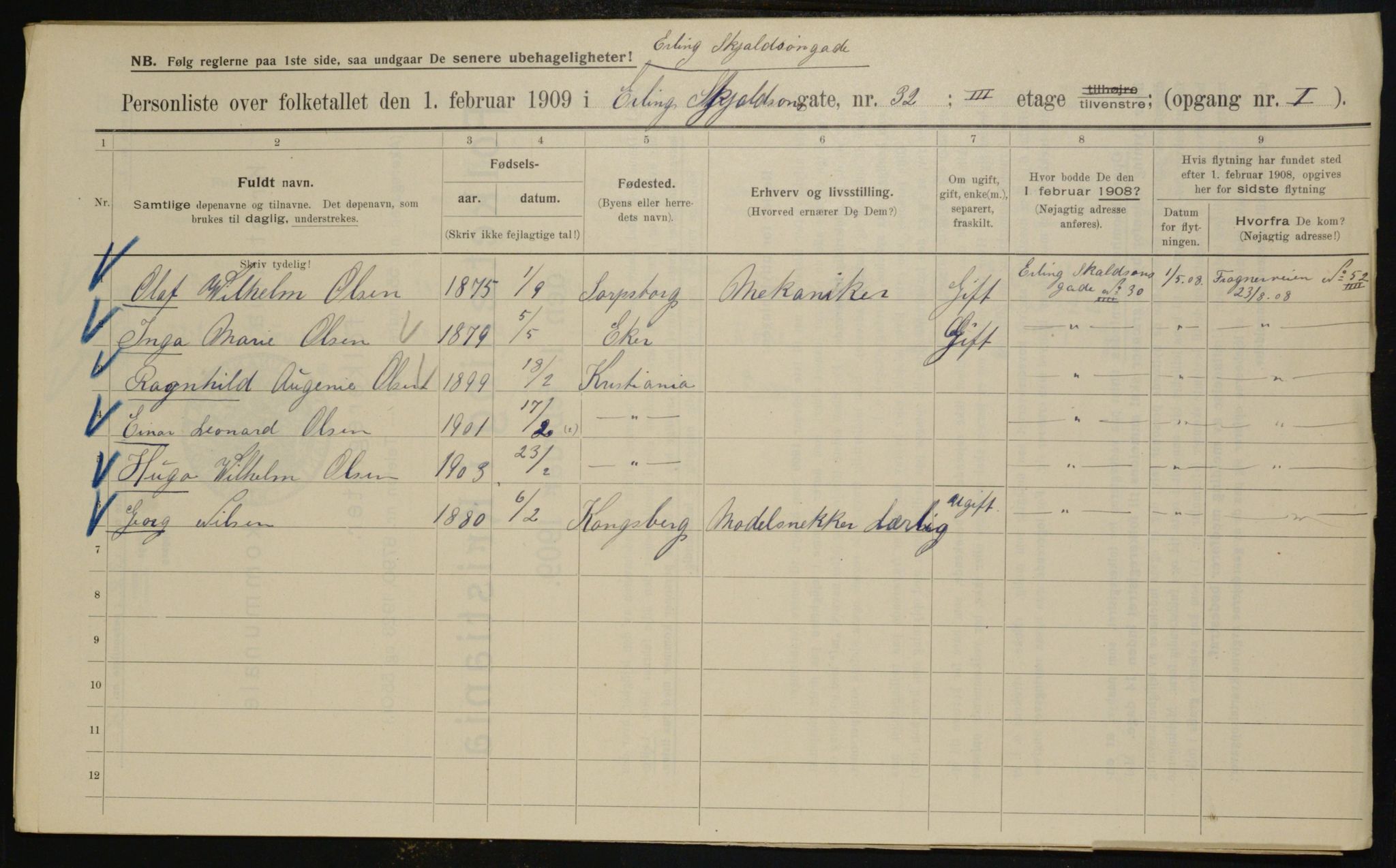 OBA, Kommunal folketelling 1.2.1909 for Kristiania kjøpstad, 1909, s. 20161
