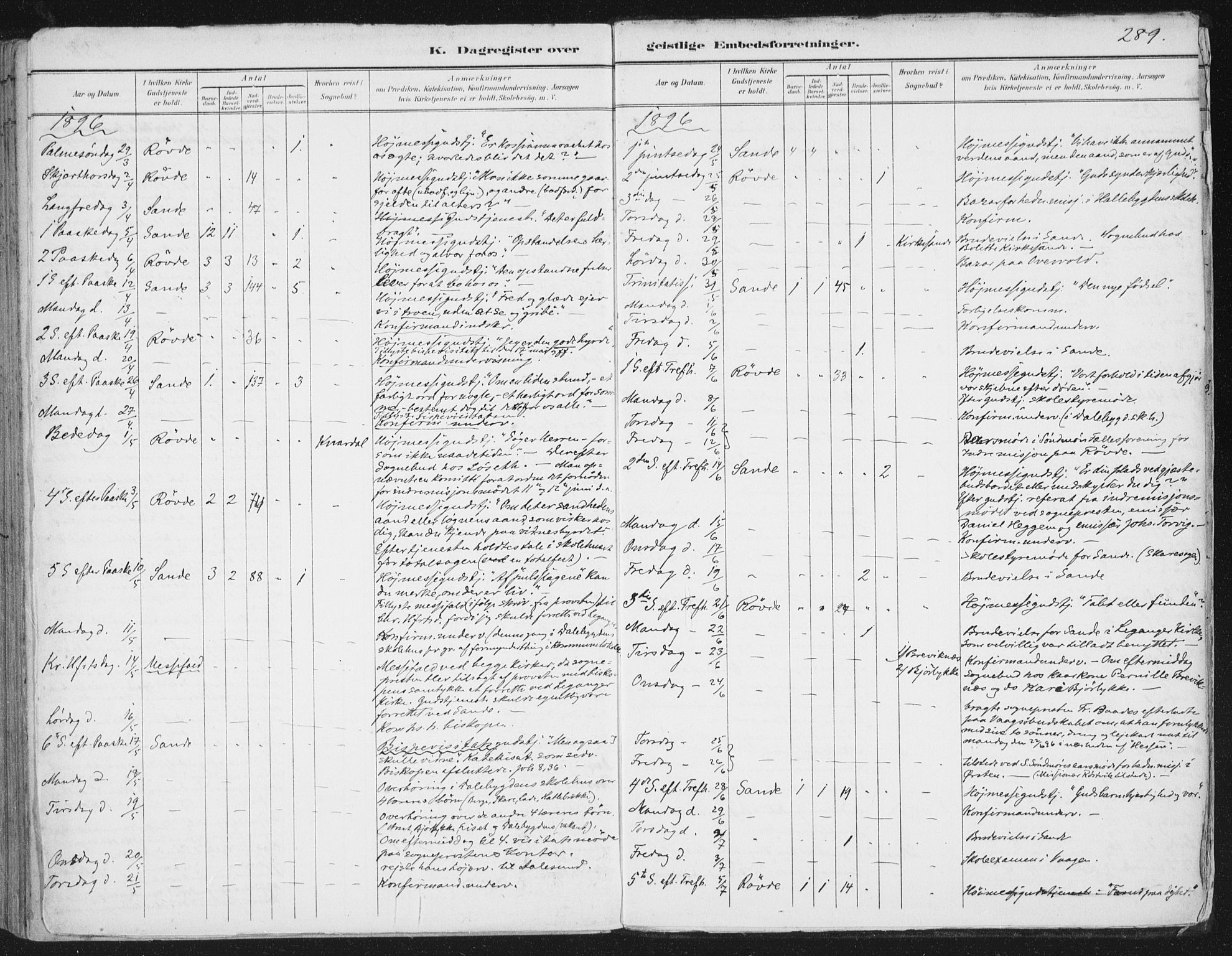 Ministerialprotokoller, klokkerbøker og fødselsregistre - Møre og Romsdal, SAT/A-1454/503/L0037: Ministerialbok nr. 503A05, 1884-1900, s. 289